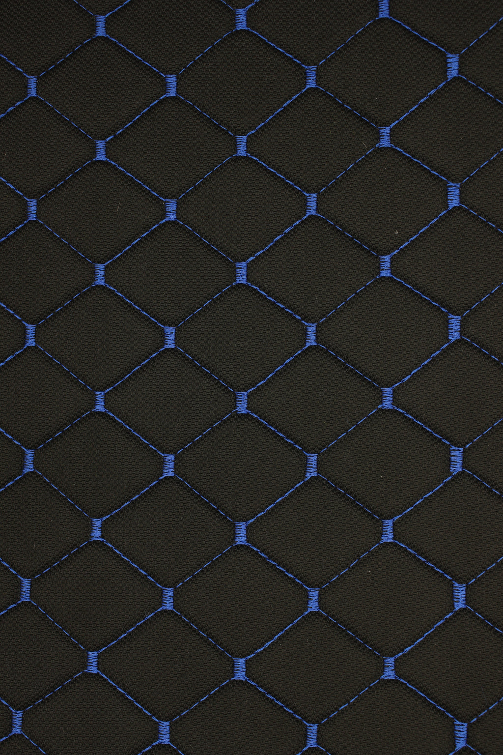 Blue Quilted Black Interior Car Upholstery Fabric Diamond Stitch 2"x2"  5x5cm Size 5mm Foam 150cm - 59" inch Wide Professional Automobile