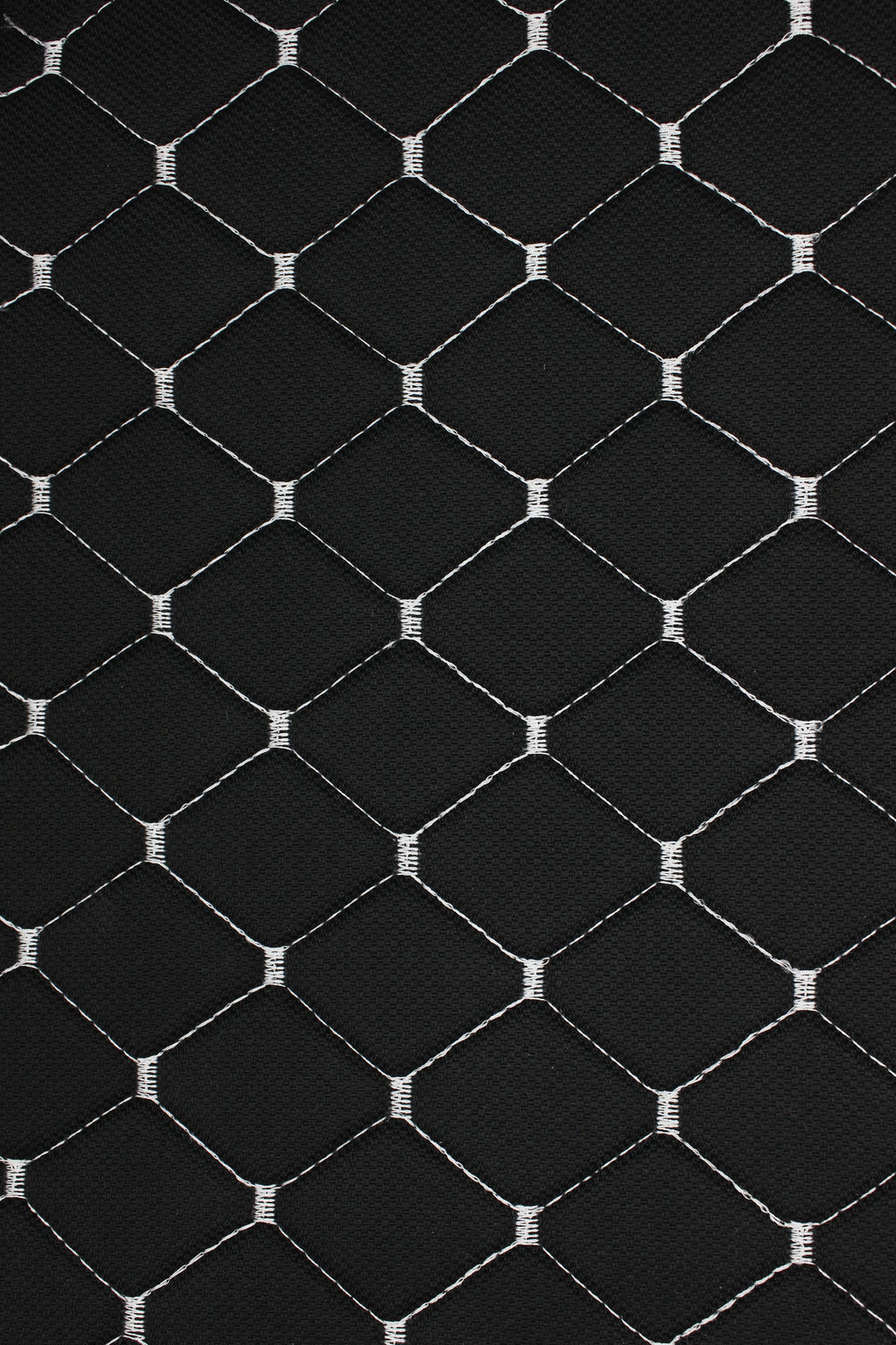 White Quilted Black Interior Car Upholstery Fabric Diamond Stitch 2"x2"  5x5cm Size 5mm Foam 150cm - 59" inch Wide Professional Automobile