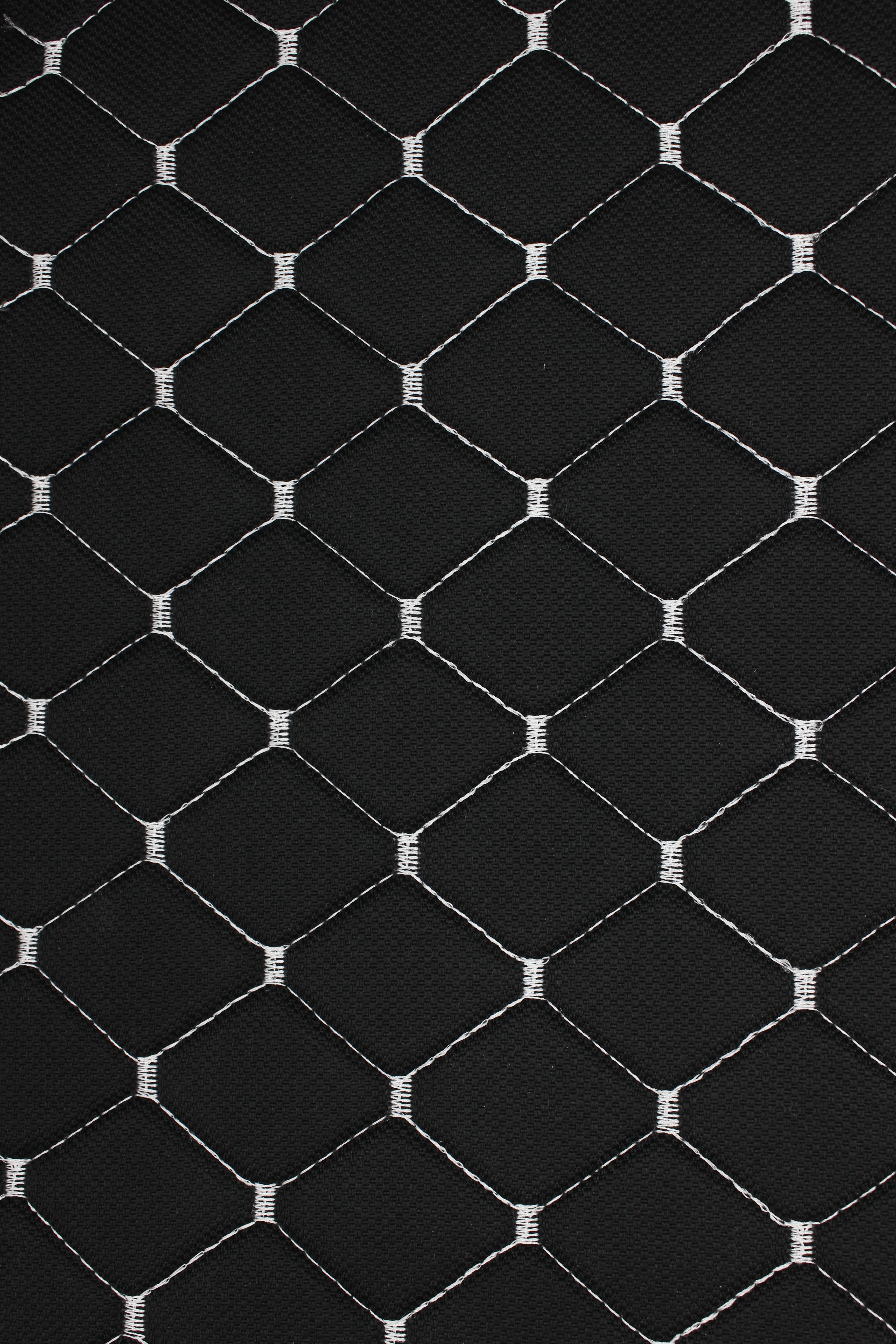 White Quilted Black Interior Car Upholstery Fabric Diamond Stitch 2"x2"  5x5cm Size 5mm Foam 150cm - 59" inch Wide Professional Automobile