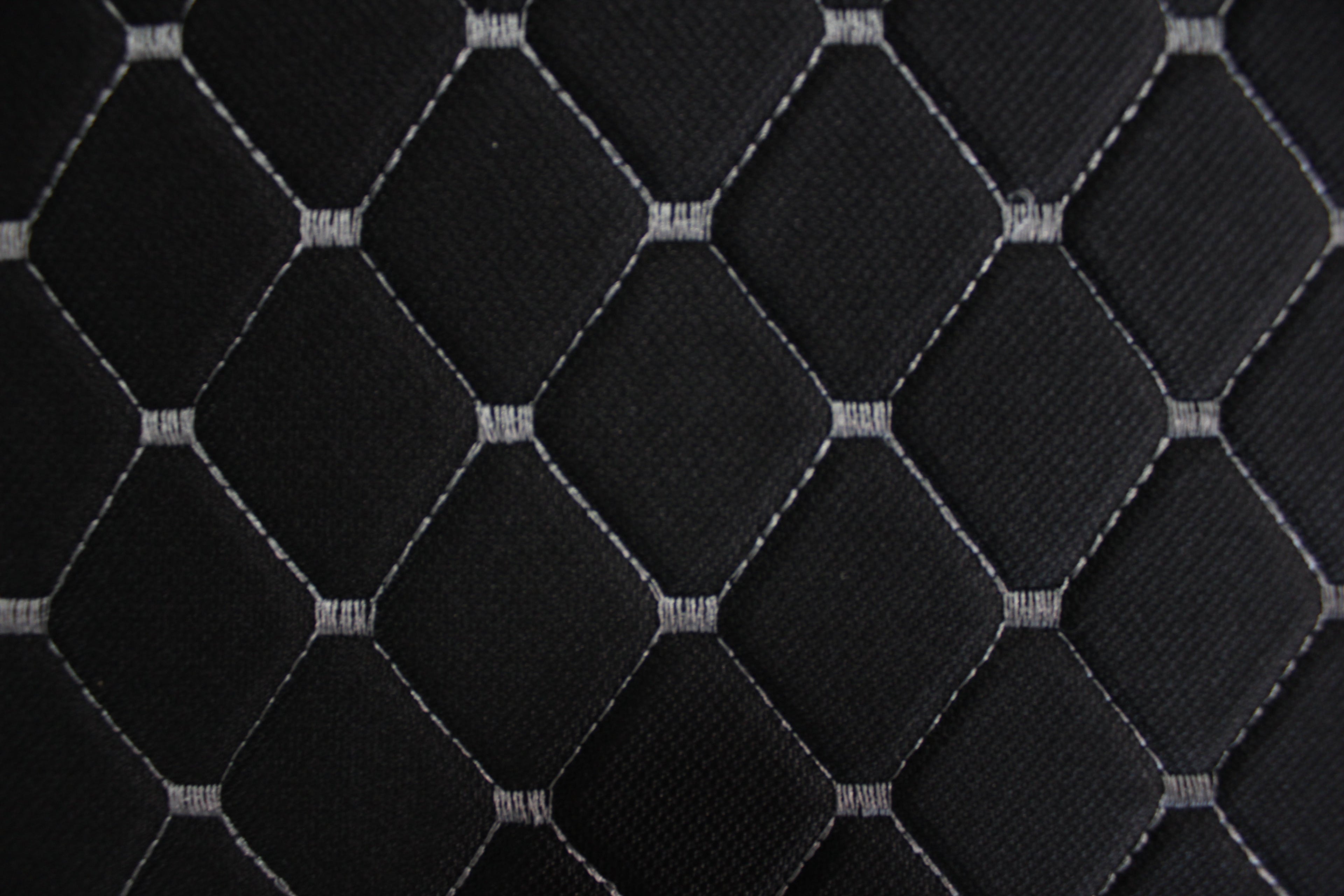 Fume Gray Quilted Black Interior Car Upholstery Fabric Diamond Stitch 2"x2"  5x5cm Size 5mm Foam 150cm - 59" inch Wide Automobile