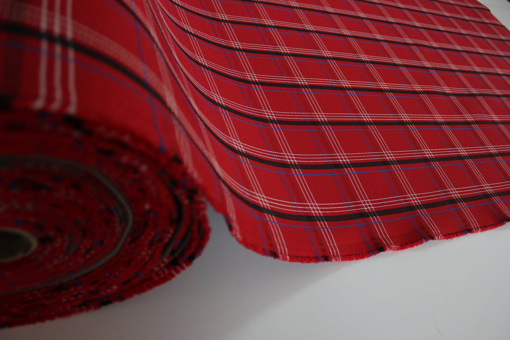 GTI Red Blue Plaid Car Upholstery Fabric - VW Golf MK7- 3.5mm Comfort Foam - 59" - 150CM - Tartan Chic - Ideal for Seat, Interior, Automobile