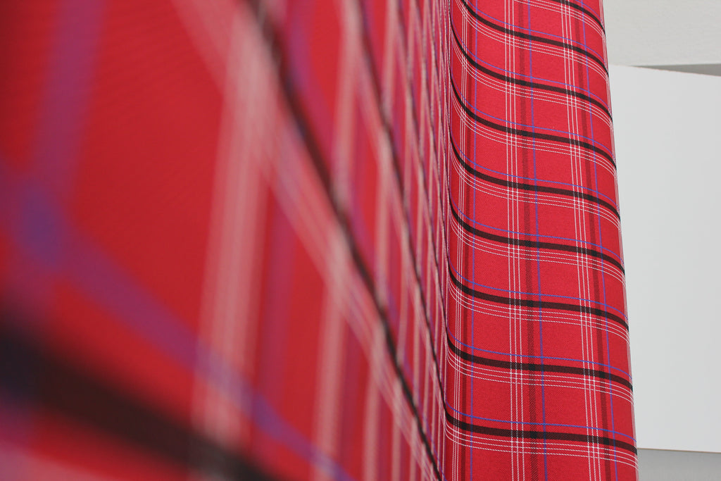 GTI Red Blue Plaid Car Upholstery Fabric - VW Golf MK7- 3.5mm Comfort Foam - 59" - 150CM - Tartan Chic - Ideal for Seat, Interior, Automobile