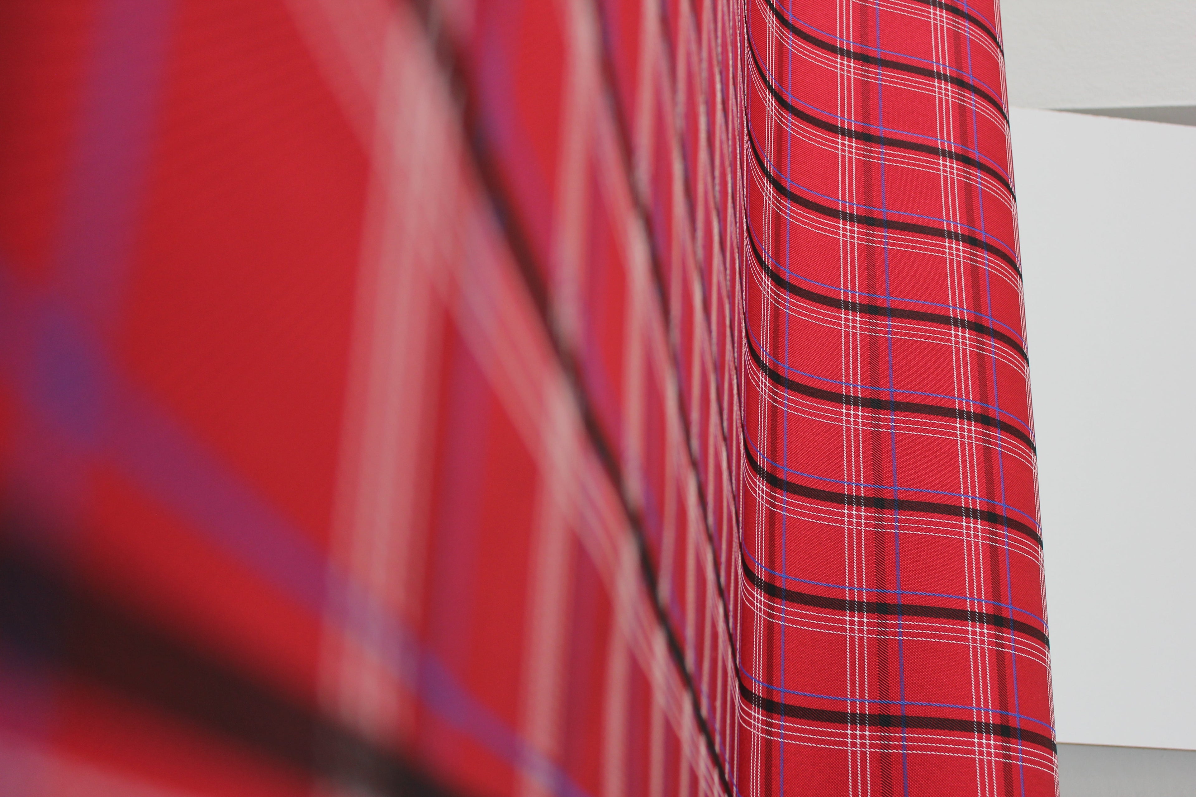 GTI Red Blue Plaid Car Upholstery Fabric - VW Golf MK7- 3.5mm Comfort Foam - 59" - 150CM - Tartan Chic - Ideal for Seat, Interior, Automobile