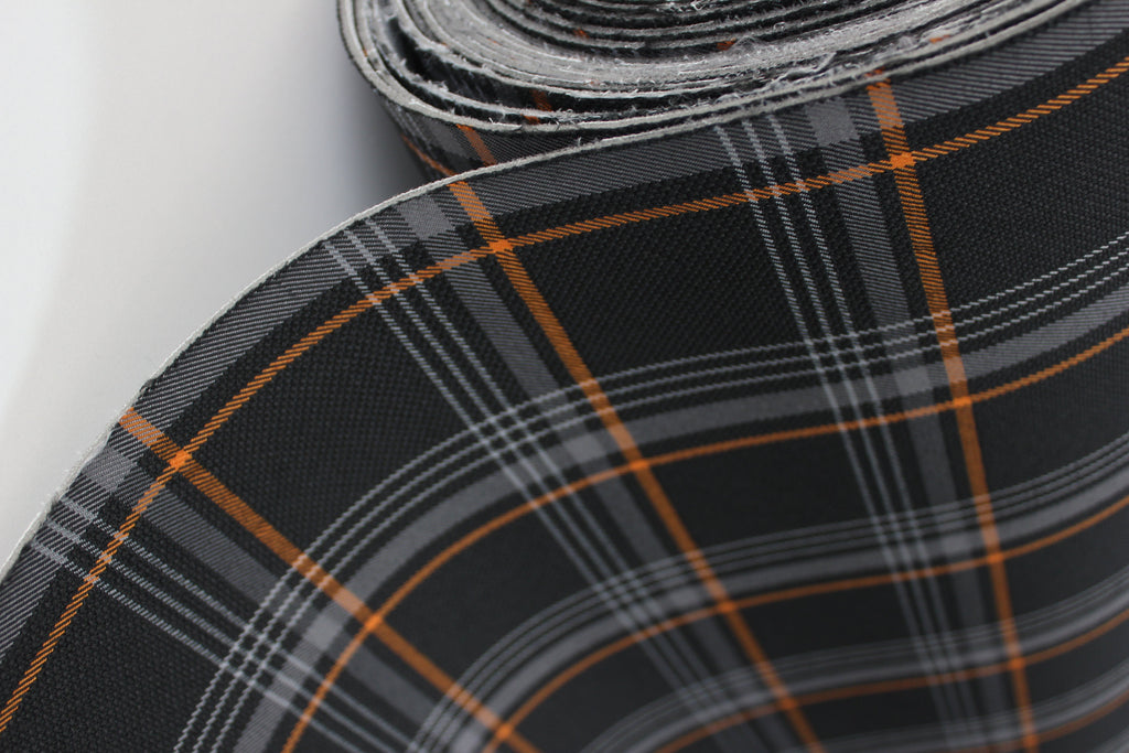 Tecido xadrez laranja GTI para estofos de automóveis - VW Golf MK7 - Espuma confortável de 3,5 mm - 150 cm - Tartan - Ideal para bancos, interior e automóvel