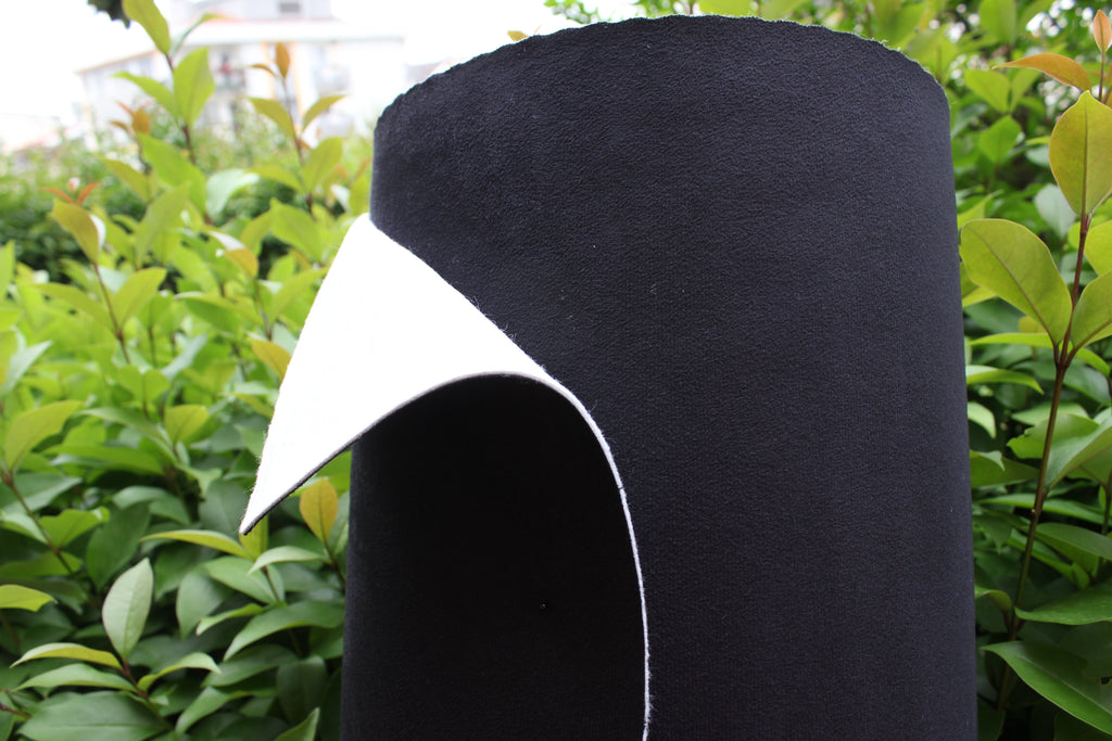 Tela de gamuza negra para tapizado de techo con respaldo de espuma y fieltro, 150 cm (59") de ancho. Realza el interior de tu coche | Ideal para tapicería y techo corredizo.