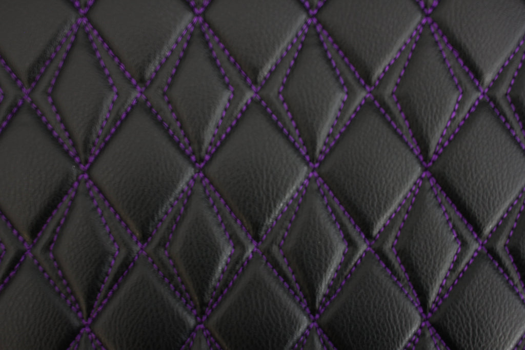 Purple Upholstery Synthetic Butterfly Stitched Black Leather & Foam Backing - Perfect for DIY Projects |Car Seats | Door ,Interior, Headline |140cm