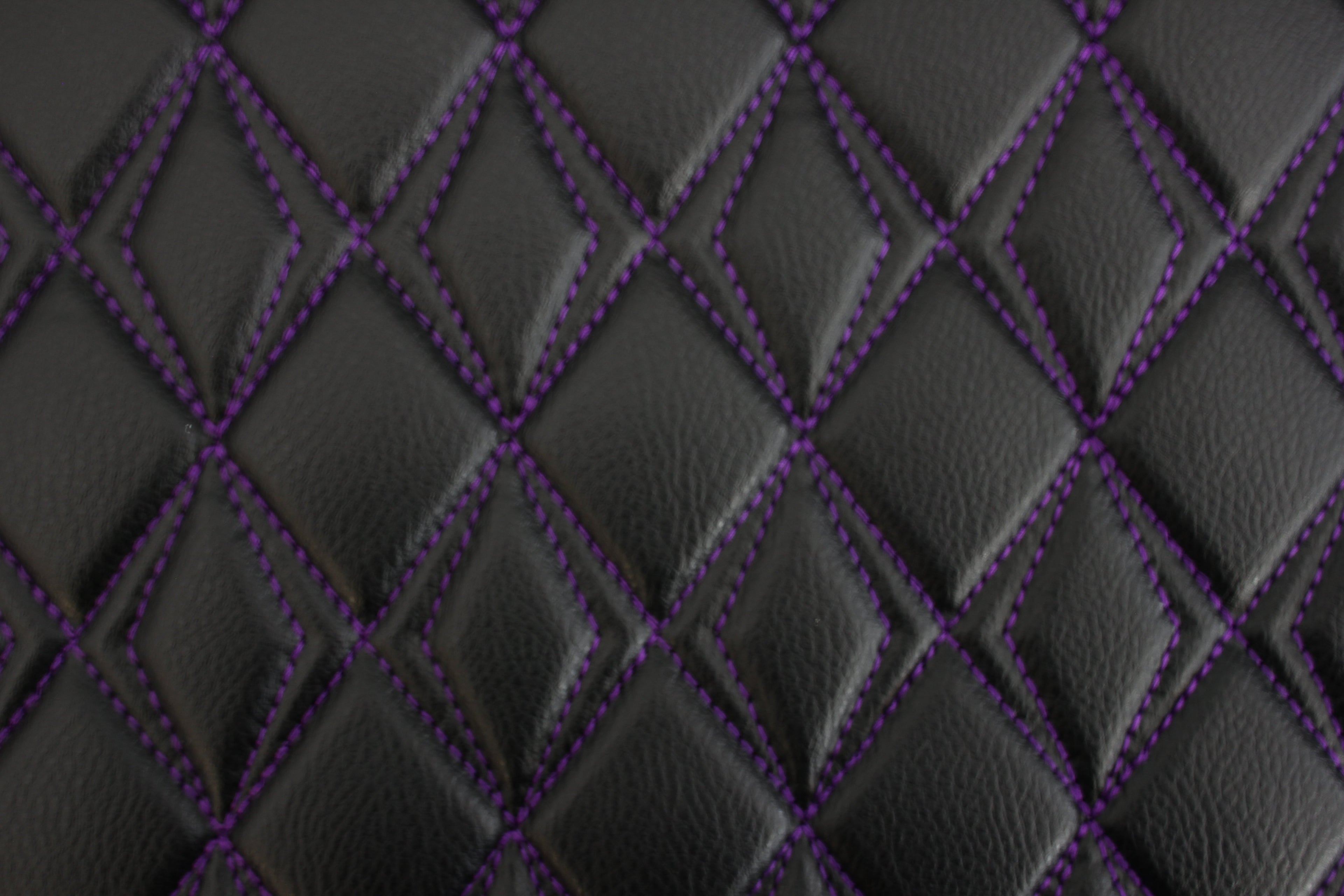 Purple Upholstery Synthetic Butterfly Stitched Black Leather & Foam Backing - Perfect for DIY Projects |Car Seats | Door ,Interior, Headline |140cm