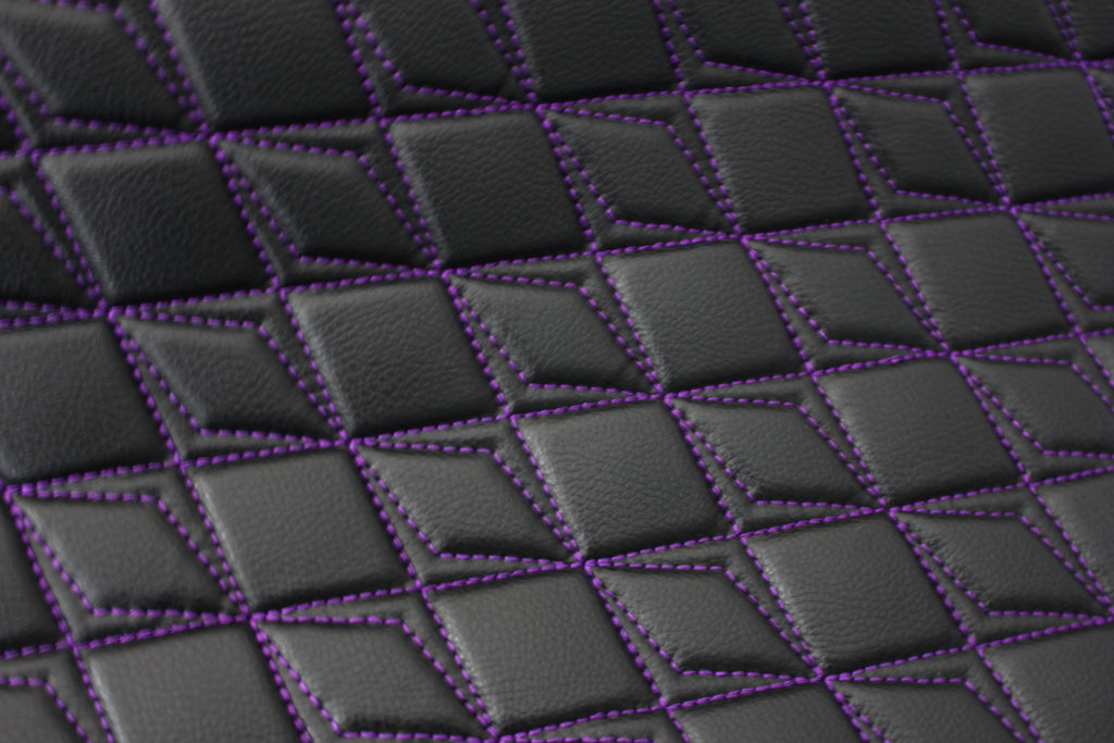 Purple Upholstery Synthetic Butterfly Stitched Black Leather & Foam Backing - Perfect for DIY Projects |Car Seats | Door ,Interior, Headline |140cm