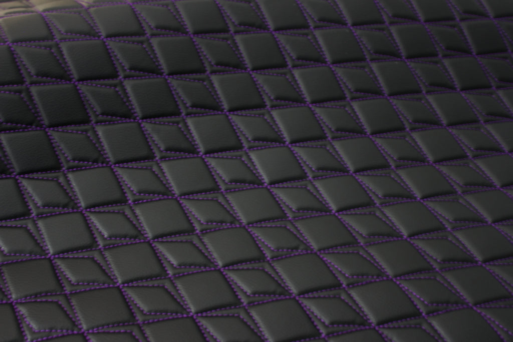 Purple Upholstery Synthetic Butterfly Stitched Black Leather & Foam Backing - Perfect for DIY Projects |Car Seats | Door ,Interior, Headline |140cm