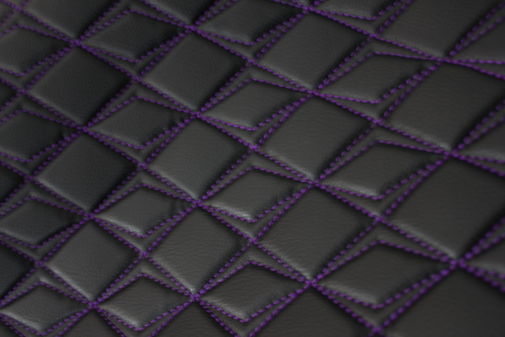 Purple Upholstery Synthetic Butterfly Stitched Black Leather & Foam Backing - Perfect for DIY Projects |Car Seats | Door ,Interior, Headline |140cm