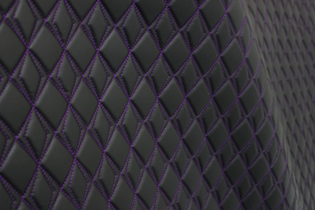 Purple Upholstery Synthetic Butterfly Stitched Black Leather & Foam Backing - Perfect for DIY Projects |Car Seats | Door ,Interior, Headline |140cm