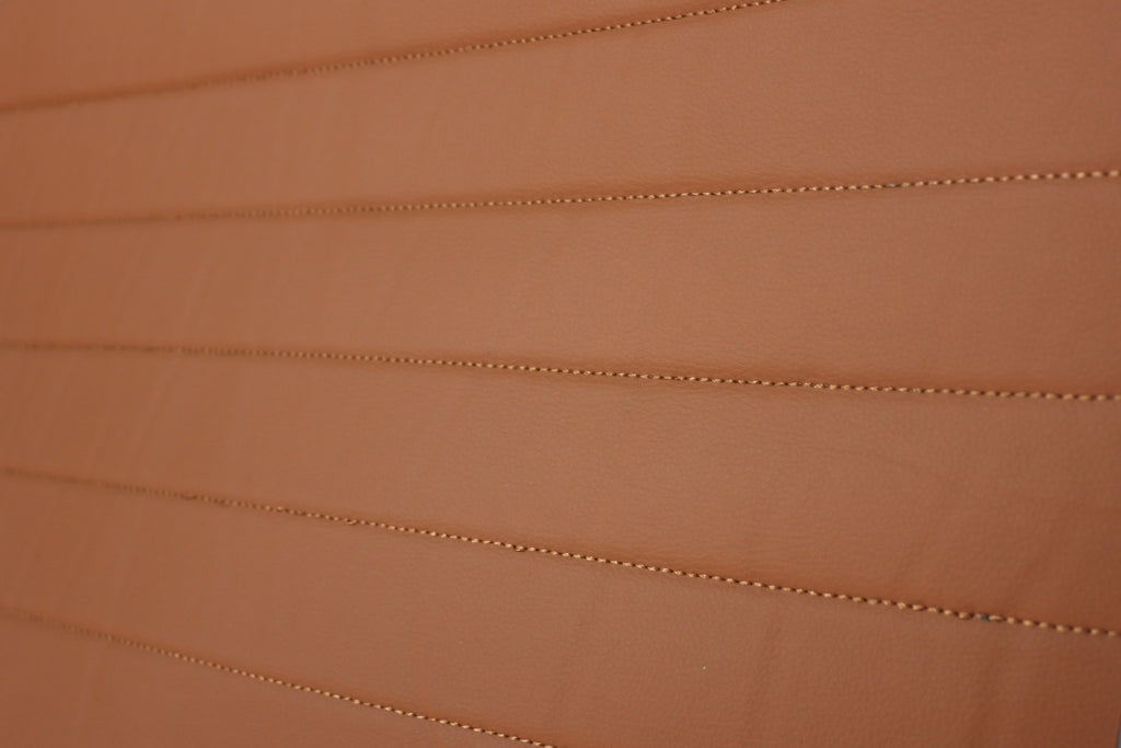 Brown Quilted Brown-Tan Vinyl Faux Leather Car Upholstery Fabric | 2" x 5cm Pattern Line Stitch with 5mm Foam Backing | 140cm Wide | Automotive Projects