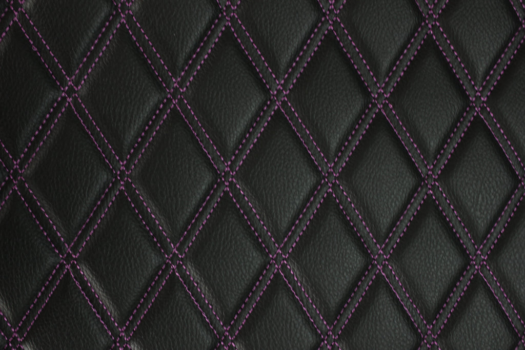 Sample Double Purple Quilted Vinyl Faux Leather Car Upholstery Fabric | 2"x3" 5x7.5cm Diamond Stitched 5mm Foam Backed 140cm Wide -55" Wide (Copy)