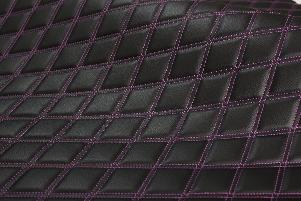 Sample Double Purple Quilted Vinyl Faux Leather Car Upholstery Fabric | 2"x3" 5x7.5cm Diamond Stitched 5mm Foam Backed 140cm Wide -55" Wide (Copy)