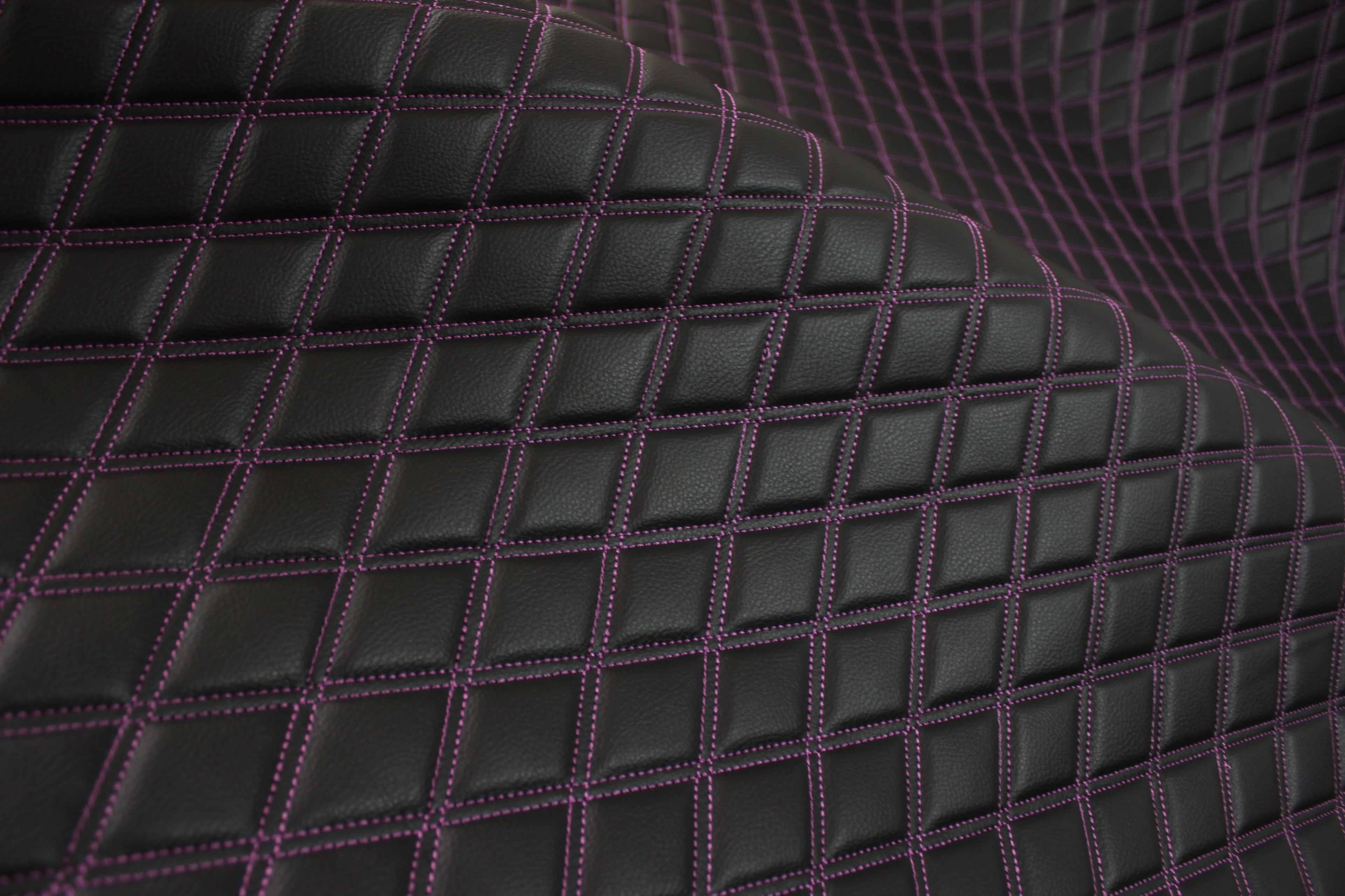Sample Double Purple Quilted Vinyl Faux Leather Car Upholstery Fabric | 2"x3" 5x7.5cm Diamond Stitched 5mm Foam Backed 140cm Wide -55" Wide (Copy)