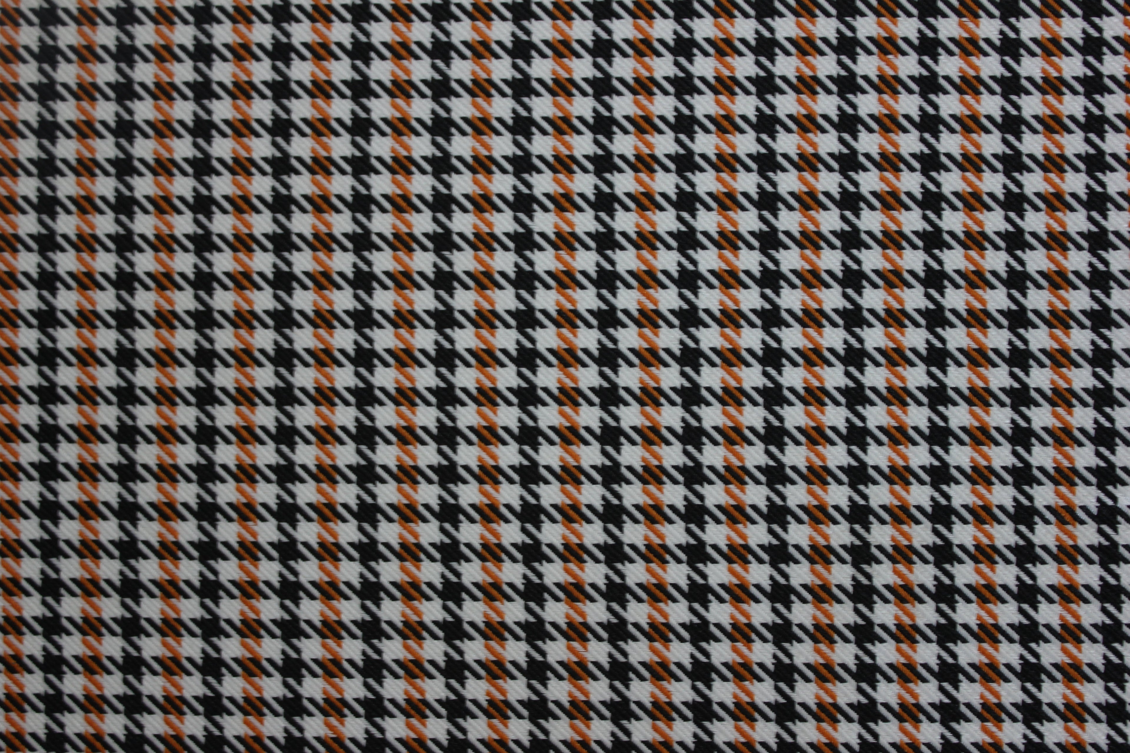 Pepita Houndstooth Car Seat Upholstery Fabric Porsche - Orange Black White- BMW Seat, Interior, Automobile, Door Headliner 4mm Foam Backed Restoration 150CM 55"