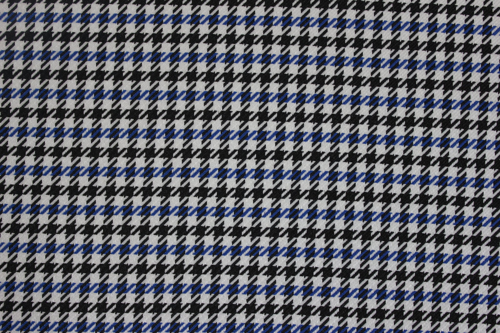 Pepita Houndstooth Car Seat Upholstery Fabric Porsche - Blue Black White- BMW Seat, Interior, Automobile, Door Headliner 4mm Foam Backed Restoration 150CM 55"