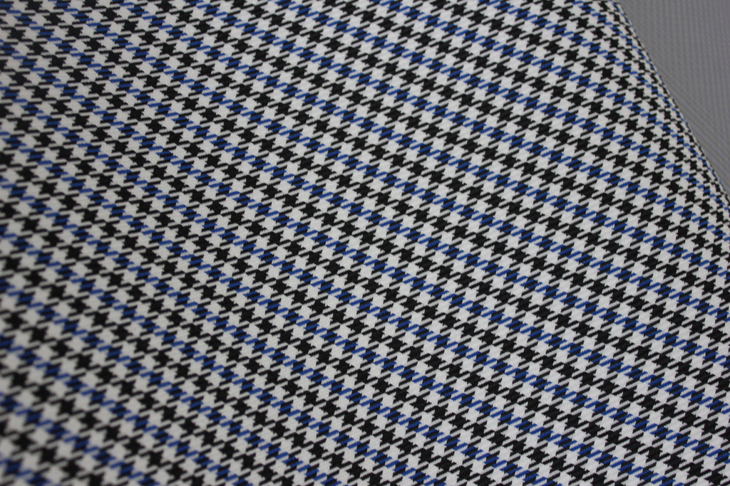 Pepita Houndstooth Car Seat Upholstery Fabric Porsche - Blue Black White- BMW Seat, Interior, Automobile, Door Headliner 4mm Foam Backed Restoration 150CM 55"