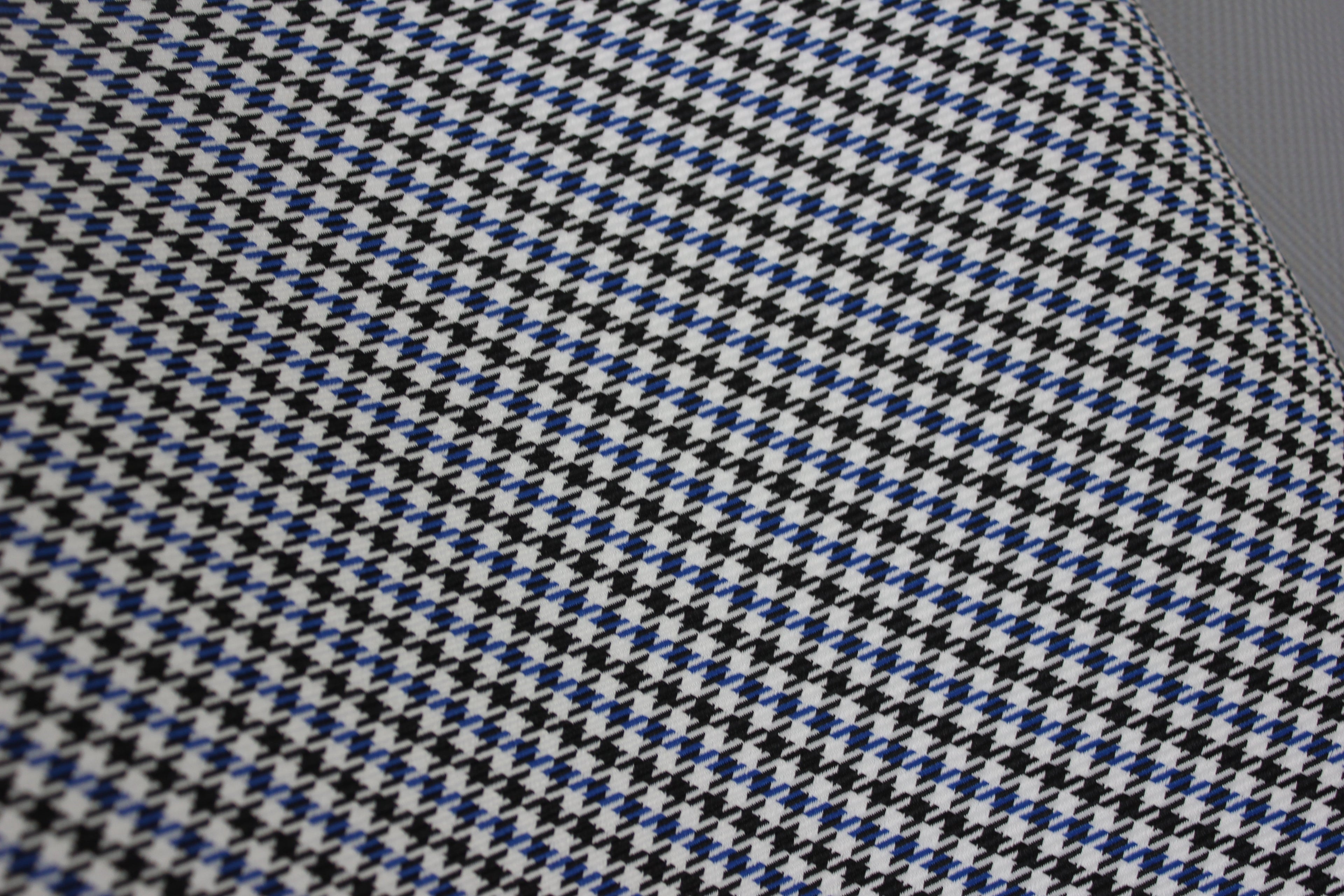 Pepita Houndstooth Car Seat Upholstery Fabric Porsche - Blue Black White- BMW Seat, Interior, Automobile, Door Headliner 4mm Foam Backed Restoration 150CM 55"
