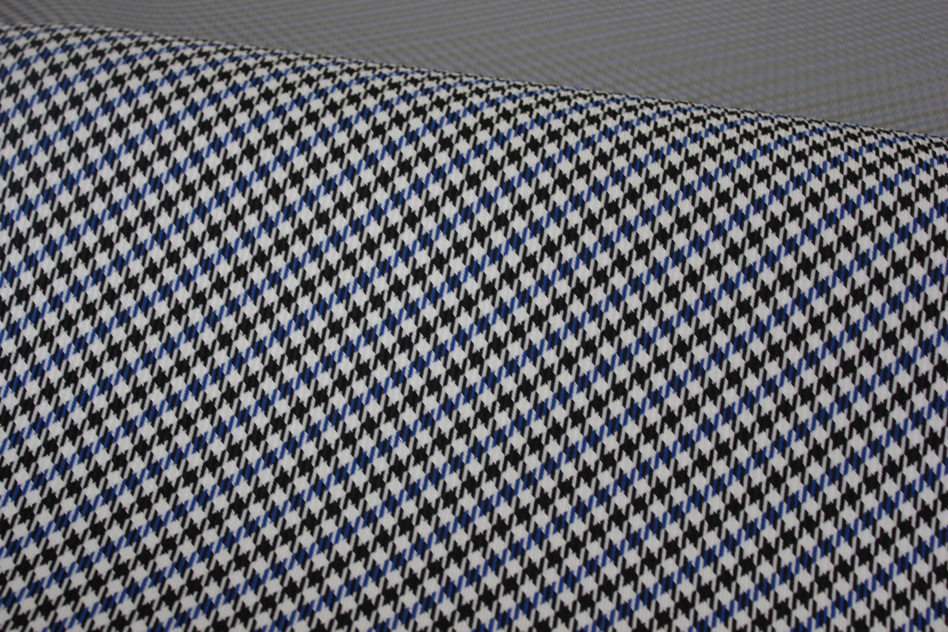 Pepita Houndstooth Car Seat Upholstery Fabric Porsche - Blue Black White- BMW Seat, Interior, Automobile, Door Headliner 4mm Foam Backed Restoration 150CM 55"