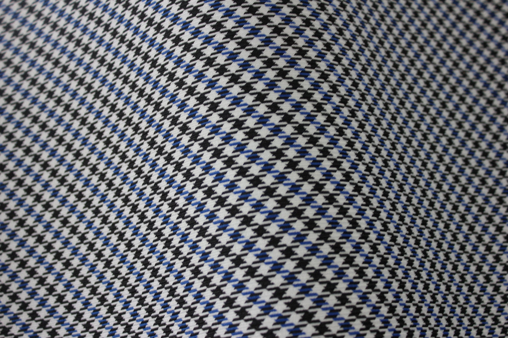 Pepita Houndstooth Car Seat Upholstery Fabric Porsche - Blue Black White- BMW Seat, Interior, Automobile, Door Headliner 4mm Foam Backed Restoration 150CM 55"