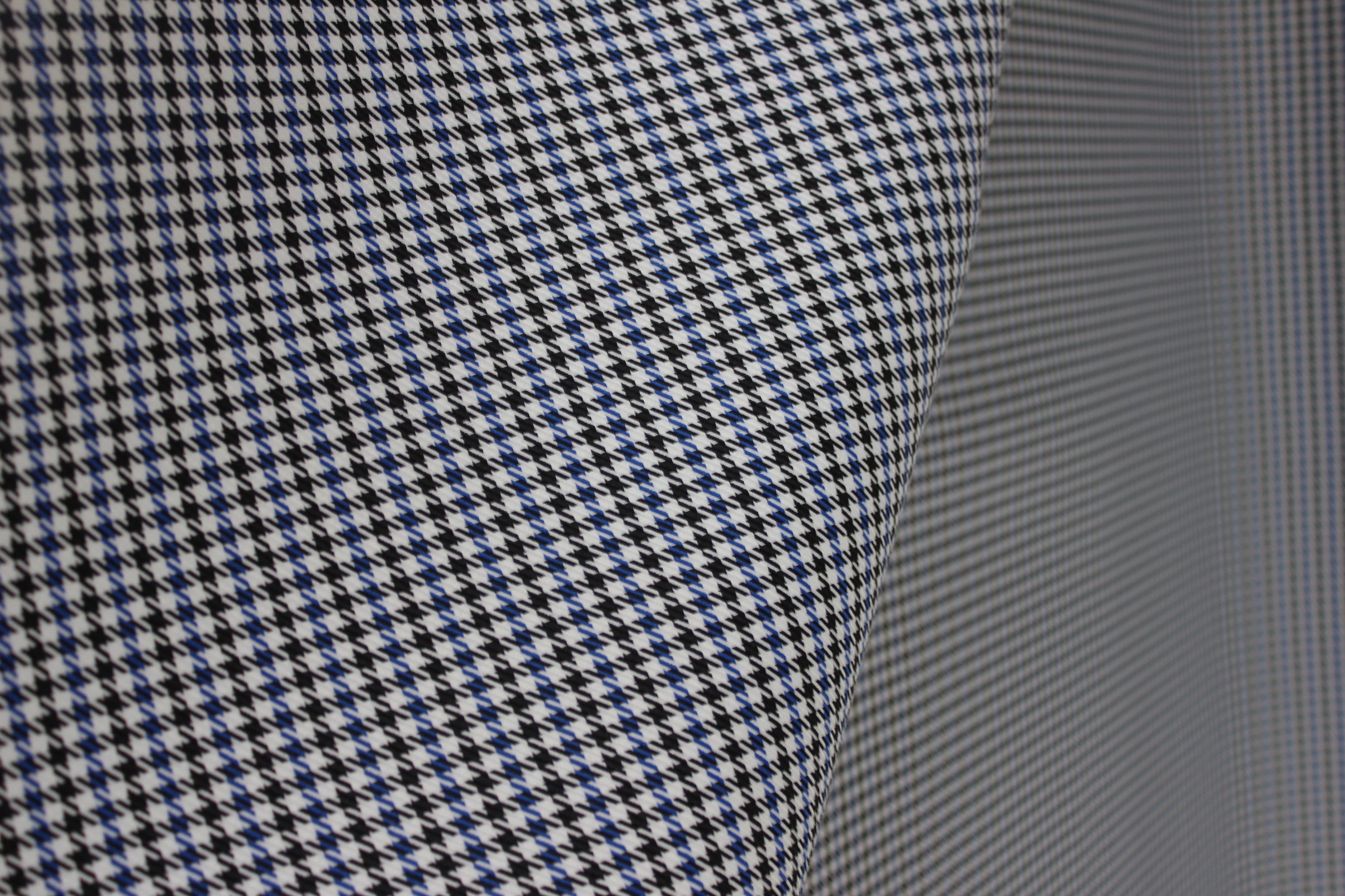 Pepita Houndstooth Car Seat Upholstery Fabric Porsche - Blue Black White- BMW Seat, Interior, Automobile, Door Headliner 4mm Foam Backed Restoration 150CM 55"