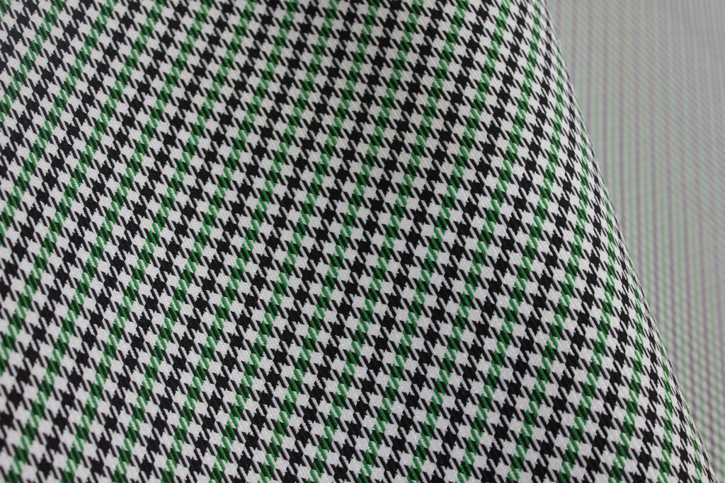 Pepita Houndstooth Car Seat Upholstery Fabric Porsche - Green Black White- BMW Seat, Interior, Automobile, Door Headliner 4mm Foam Backed Restoration 150CM 55"