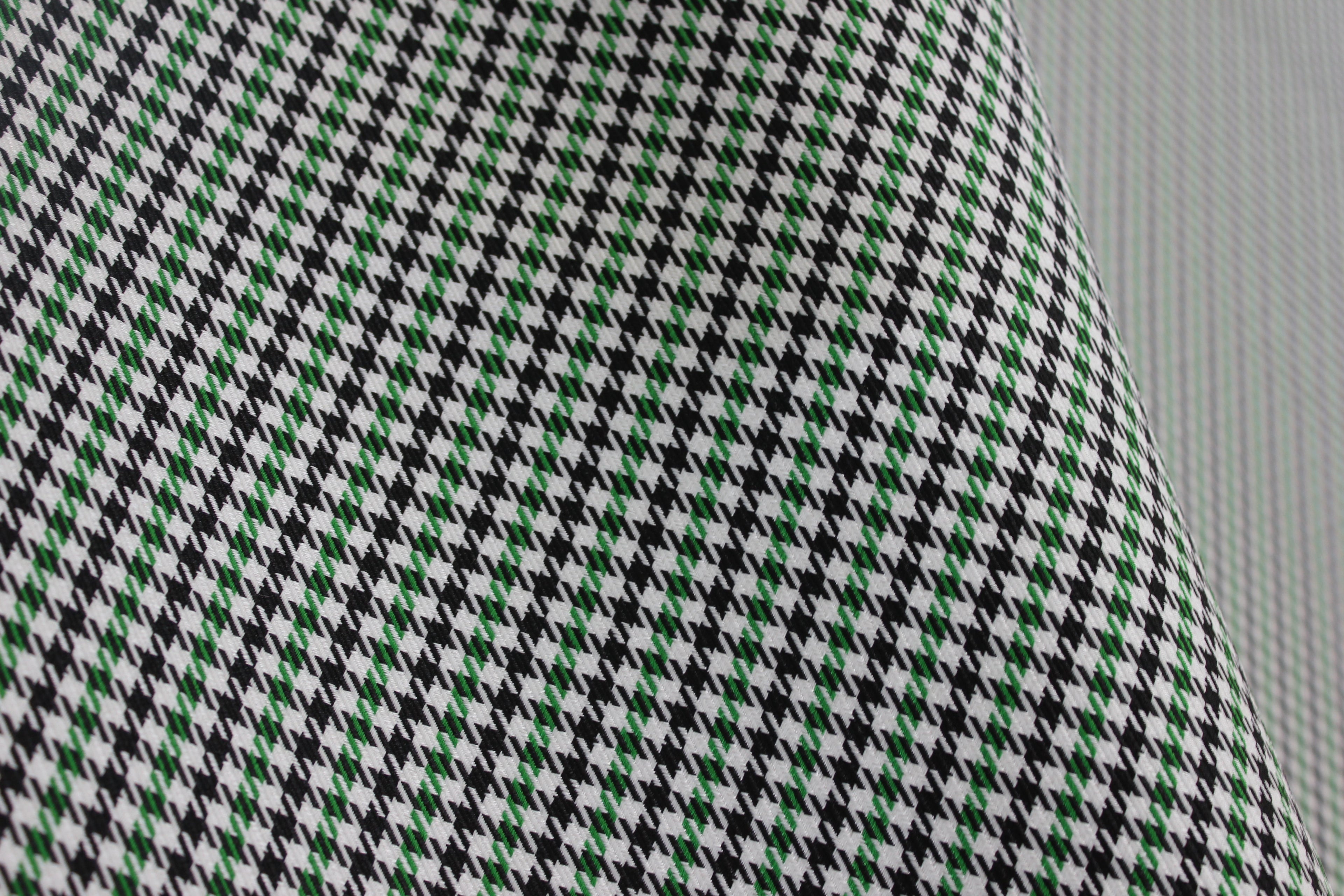 Pepita Houndstooth Car Seat Upholstery Fabric Porsche - Green Black White- BMW Seat, Interior, Automobile, Door Headliner 4mm Foam Backed Restoration 150CM 55"