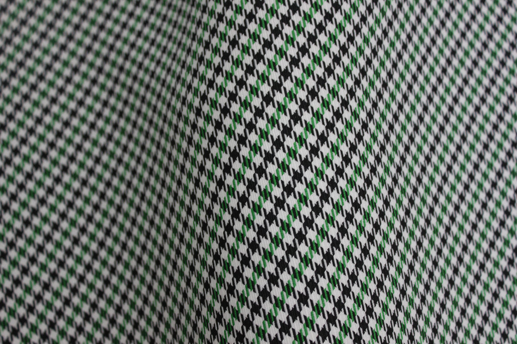 Pepita Houndstooth Car Seat Upholstery Fabric Porsche - Green Black White- BMW Seat, Interior, Automobile, Door Headliner 4mm Foam Backed Restoration 150CM 55"