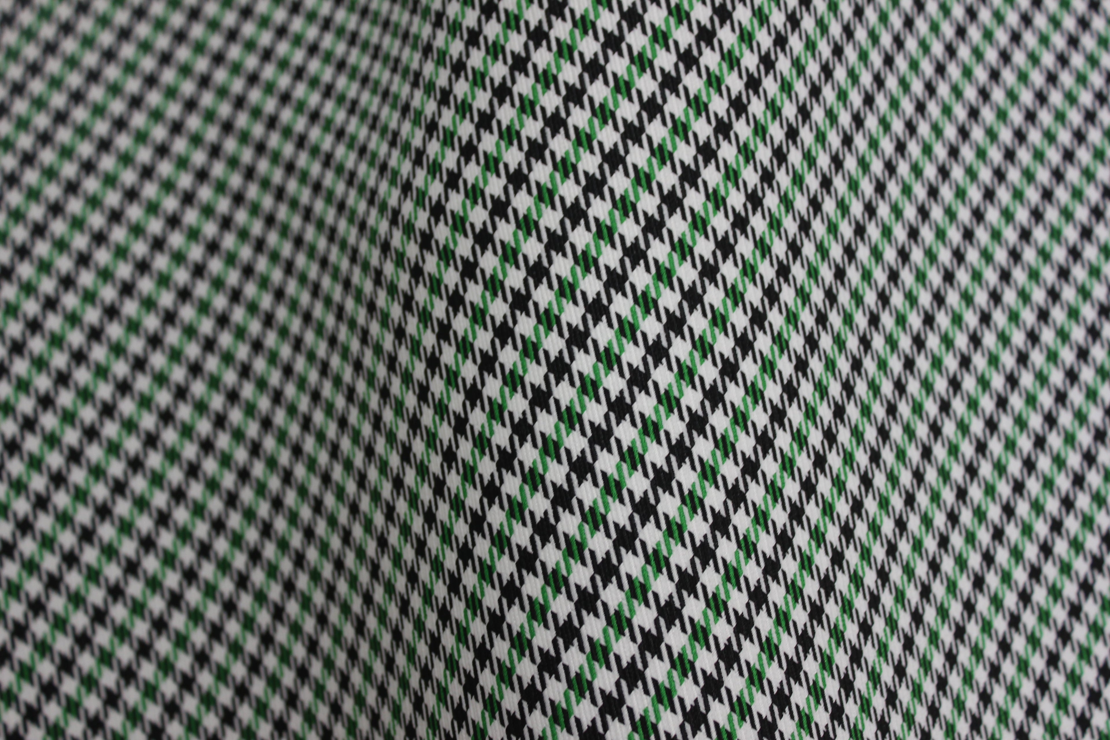 Pepita Houndstooth Car Seat Upholstery Fabric Porsche - Green Black White- BMW Seat, Interior, Automobile, Door Headliner 4mm Foam Backed Restoration 150CM 55"