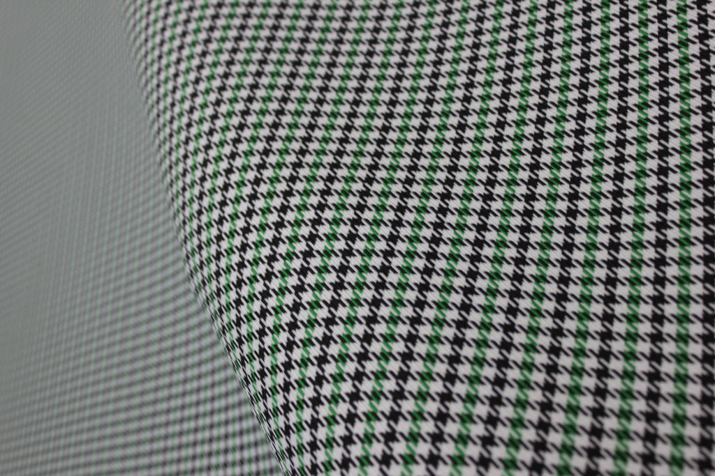 Pepita Houndstooth Car Seat Upholstery Fabric Porsche - Green Black White- BMW Seat, Interior, Automobile, Door Headliner 4mm Foam Backed Restoration 150CM 55"