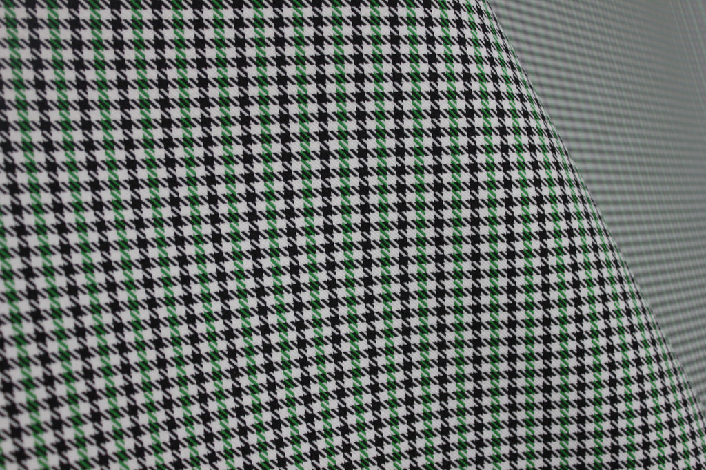 Pepita Houndstooth Car Seat Upholstery Fabric Porsche - Green Black White- BMW Seat, Interior, Automobile, Door Headliner 4mm Foam Backed Restoration 150CM 55"