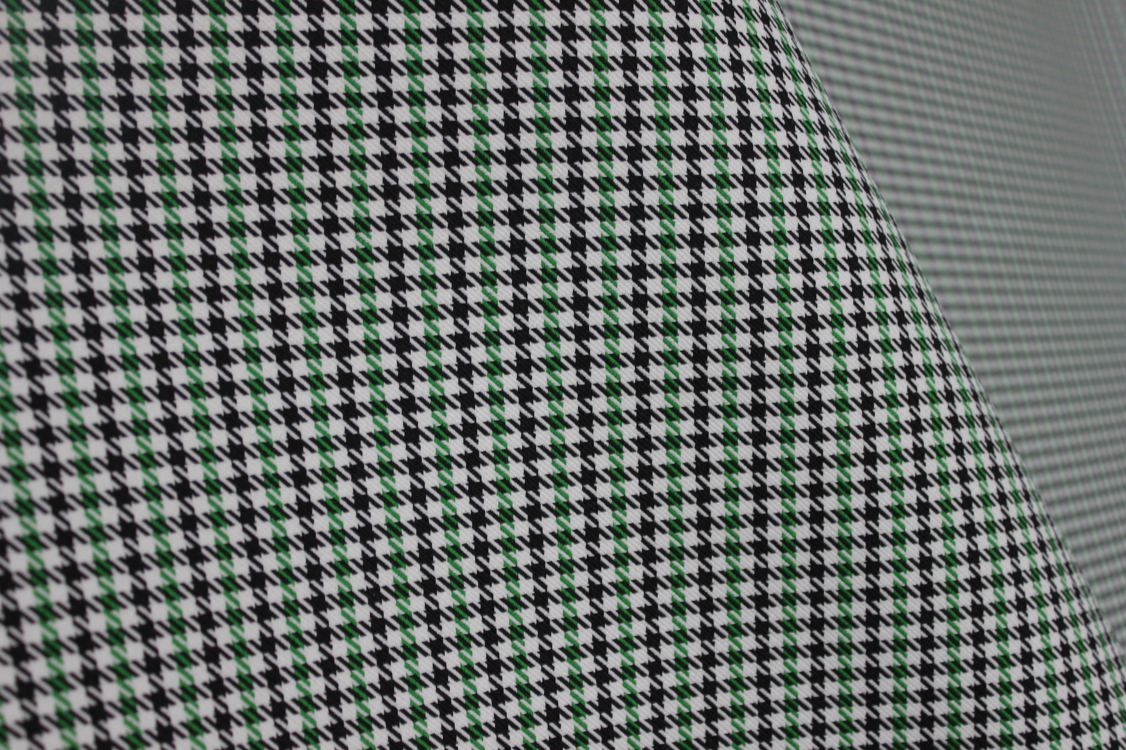 Pepita Houndstooth Car Seat Upholstery Fabric Porsche - Green Black White- BMW Seat, Interior, Automobile, Door Headliner 4mm Foam Backed Restoration 150CM 55"