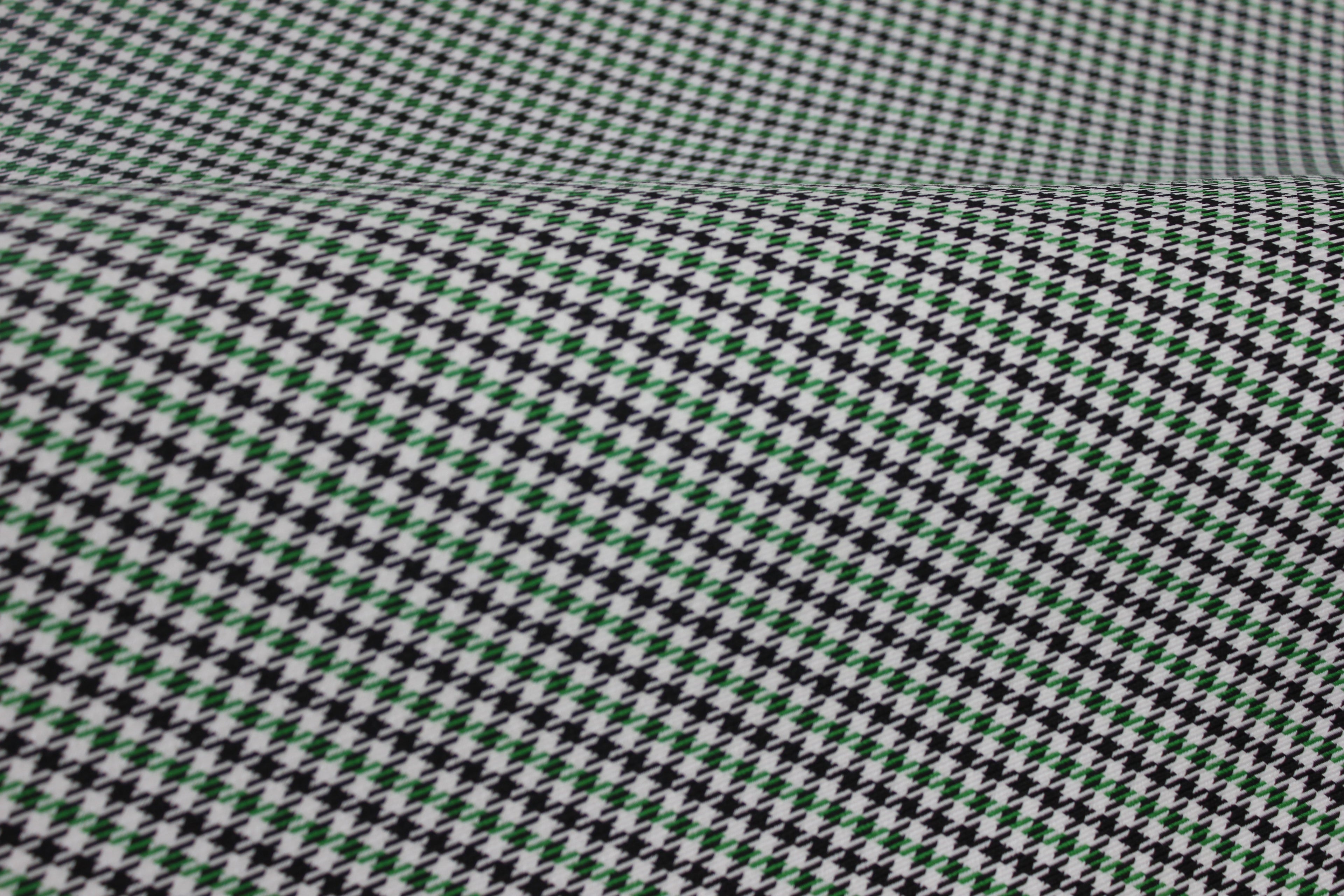Pepita Houndstooth Car Seat Upholstery Fabric Porsche - Green Black White- BMW Seat, Interior, Automobile, Door Headliner 4mm Foam Backed Restoration 150CM 55"