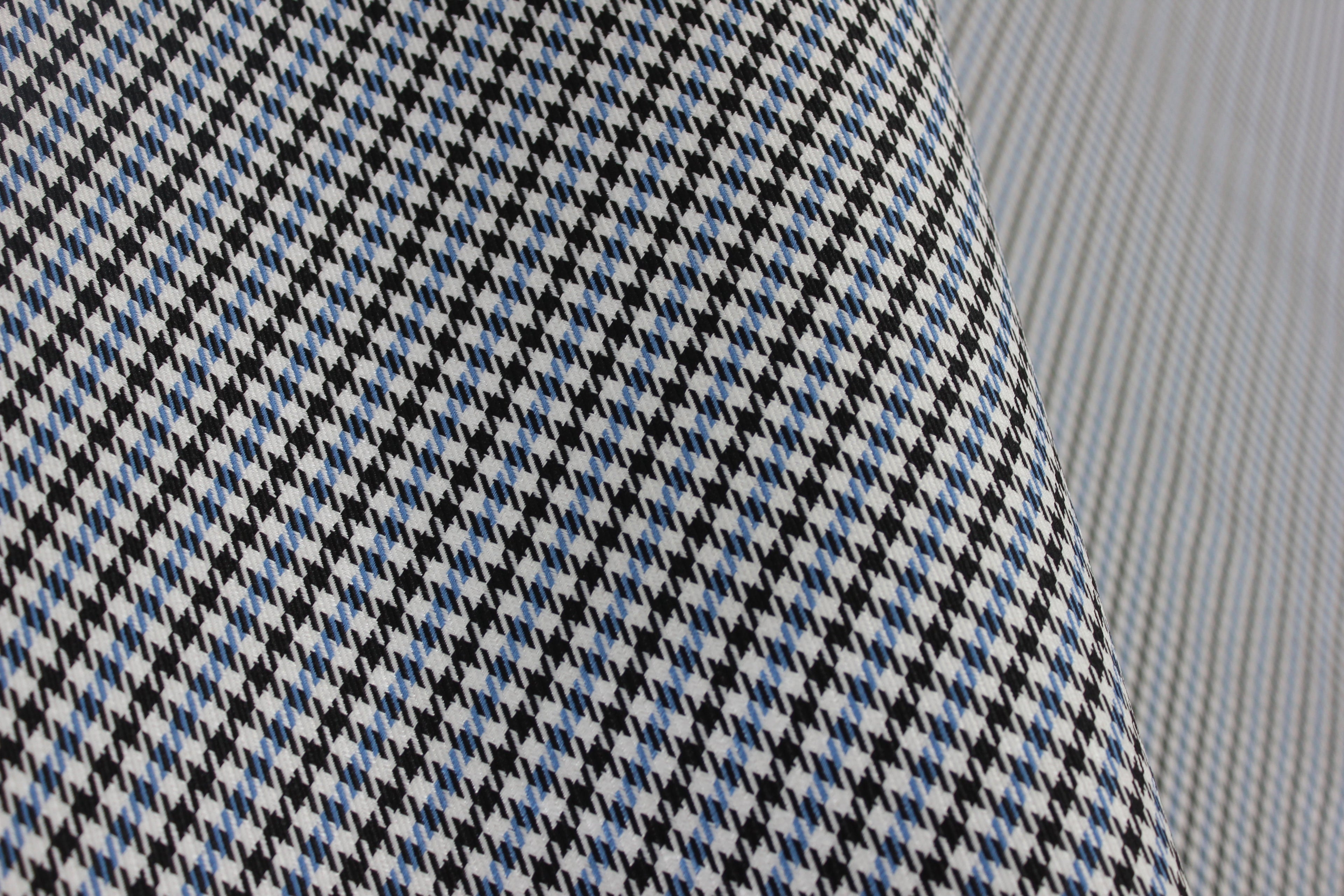 Pepita Houndstooth Car Seat Upholstery Fabric Porsche - Light Blue Black White - BMW Seat, Interior, Automobile, Door Headliner 4mm Foam Backed Restoration 150CM 55"