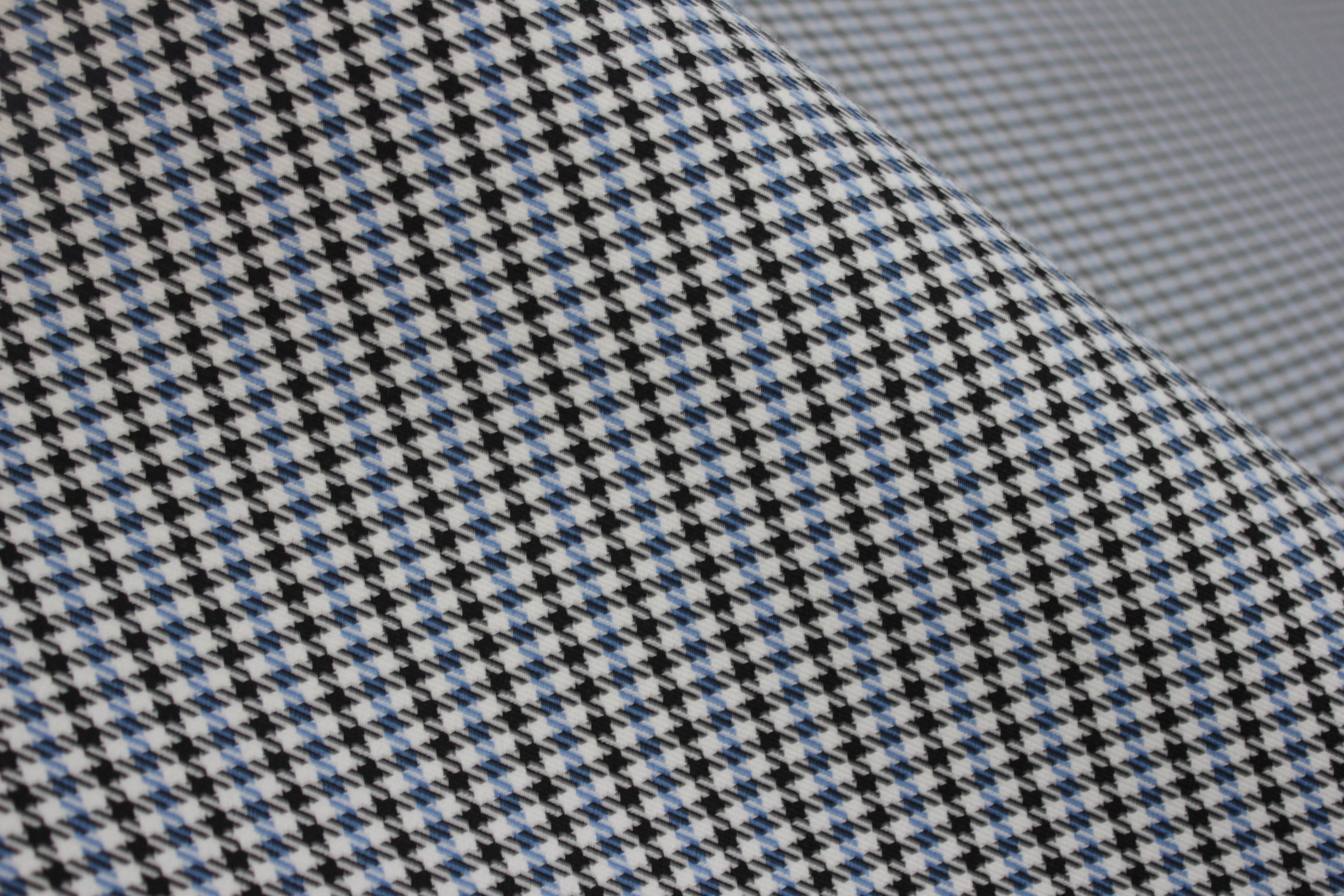 Pepita Houndstooth Car Seat Upholstery Fabric Porsche - Light Blue Black White - BMW Seat, Interior, Automobile, Door Headliner 4mm Foam Backed Restoration 150CM 55"