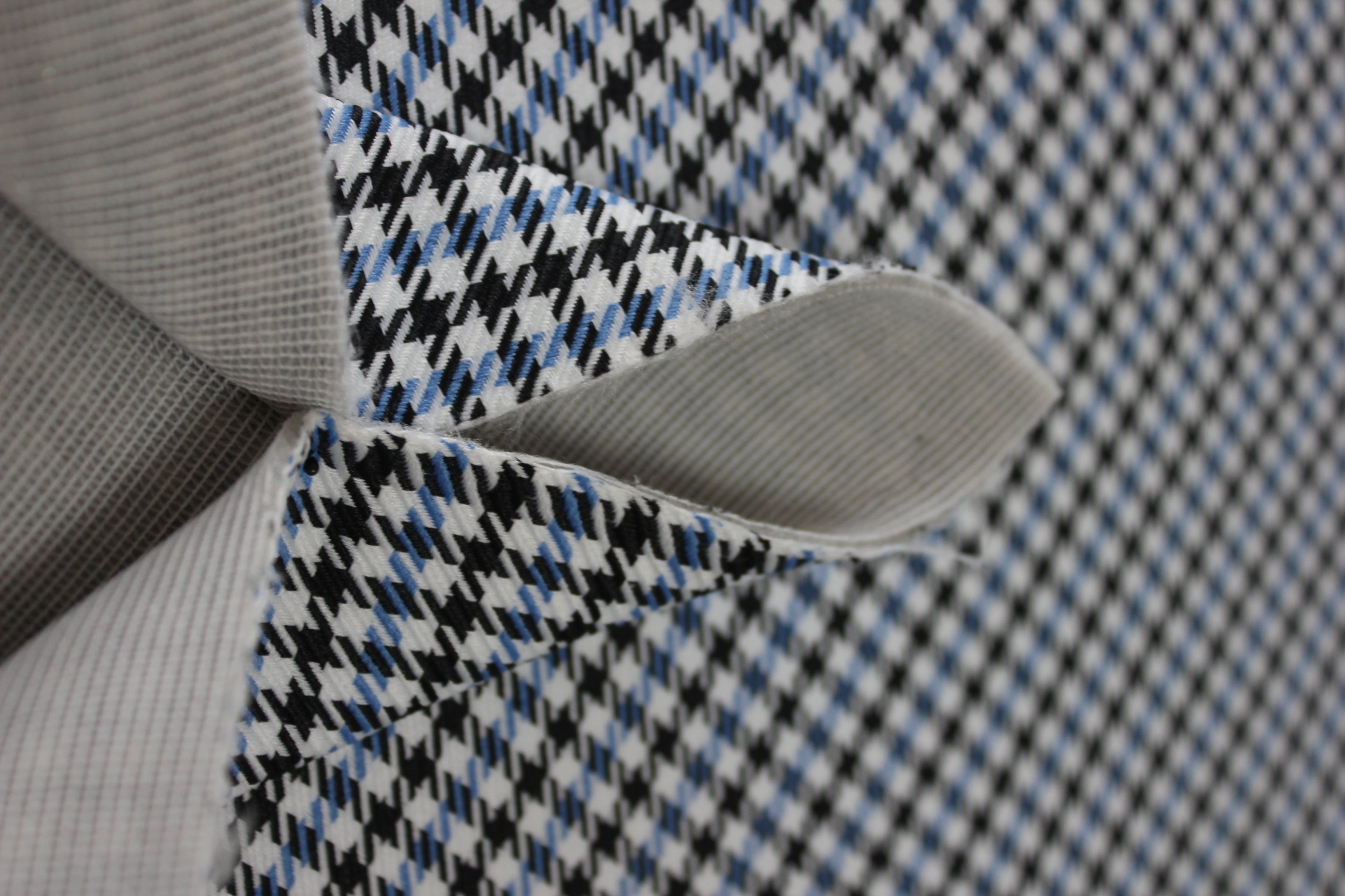 Pepita Houndstooth Car Seat Upholstery Fabric Porsche - Light Blue Black White - BMW Seat, Interior, Automobile, Door Headliner 4mm Foam Backed Restoration 150CM 55"