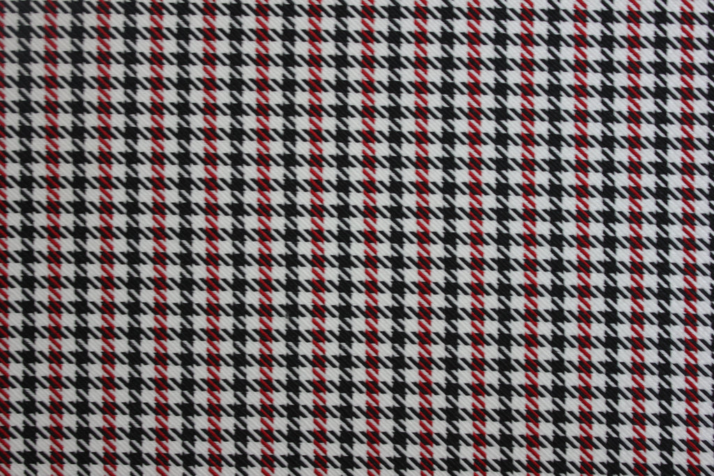 Tapicería para asiento de coche Pepita con diseño de pata de gallo, Porsche (rojo, negro y blanco), BMW, interior, tapizado de puerta, con respaldo de espuma de 4 mm, 150 cm (55")