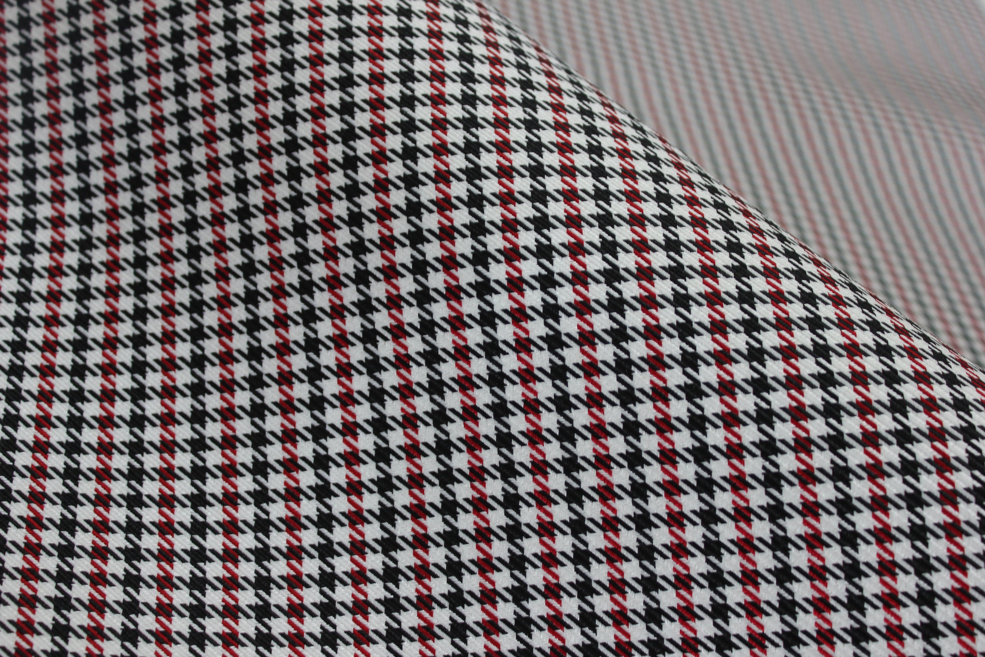 Pepita Houndstooth Car Seat Upholstery Fabric Porsche - Red Black White- BMW Seat, Interior, Automobile, Door Headliner 4mm Foam Backed Restoration 150CM 55"