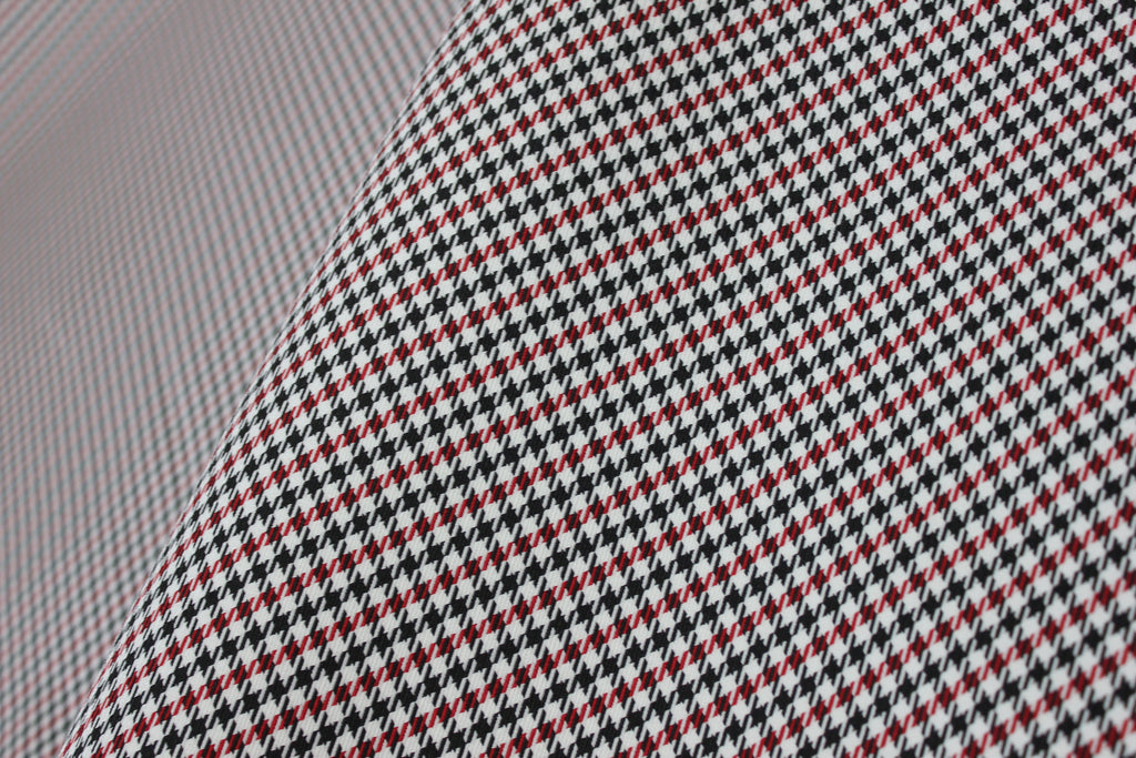 Tapicería para asiento de coche Pepita con diseño de pata de gallo, Porsche (rojo, negro y blanco), BMW, interior, tapizado de puerta, con respaldo de espuma de 4 mm, 150 cm (55")