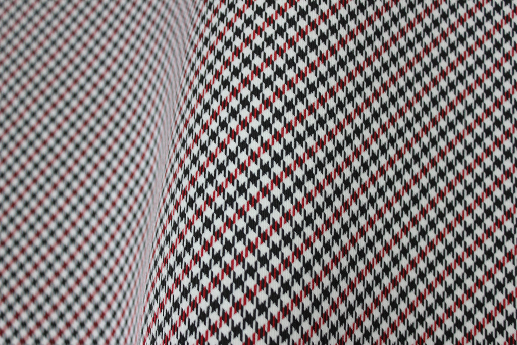 Tapicería para asiento de coche Pepita con diseño de pata de gallo, Porsche (rojo, negro y blanco), BMW, interior, tapizado de puerta, con respaldo de espuma de 4 mm, 150 cm (55")