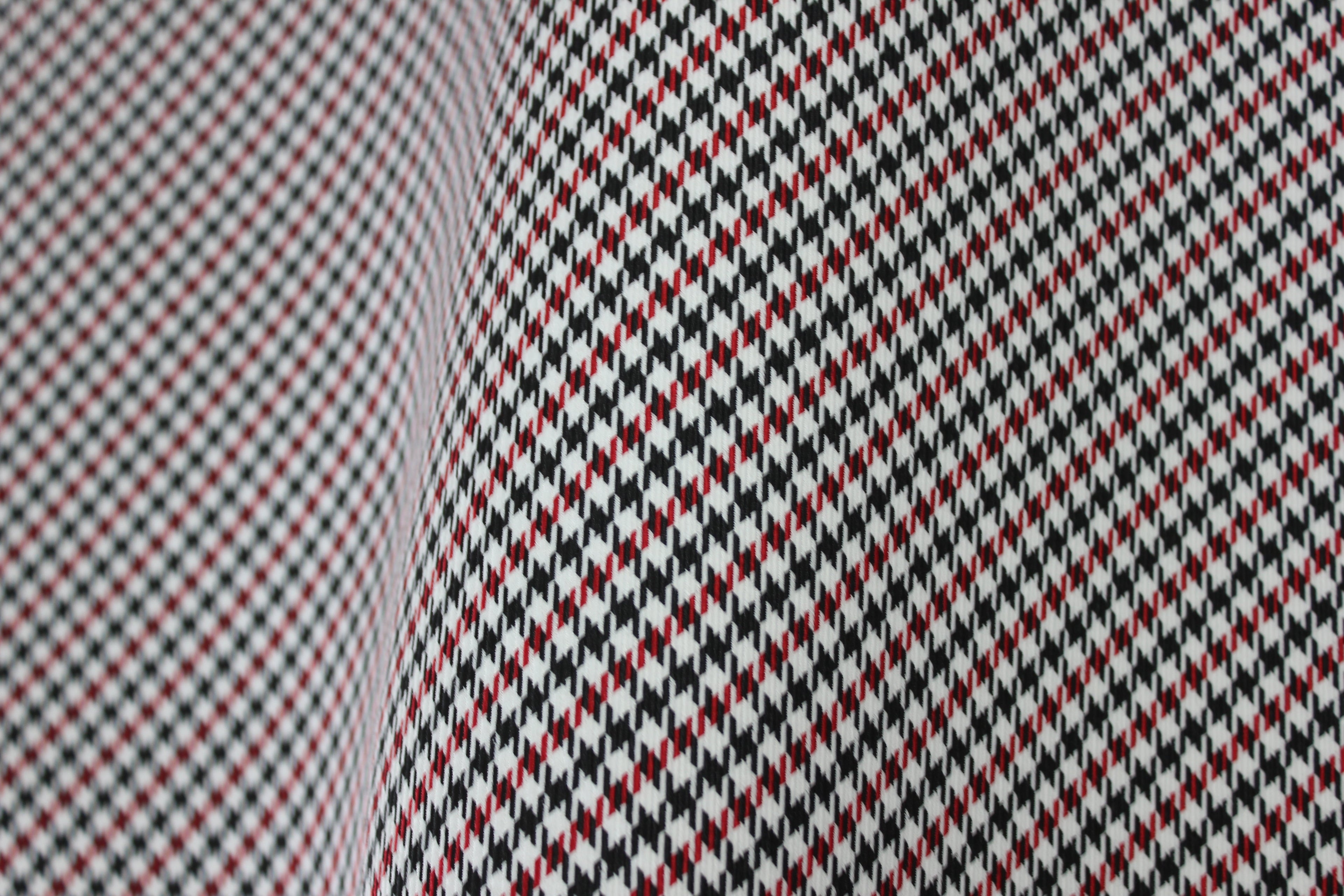 Pepita Houndstooth Car Seat Upholstery Fabric Porsche - Red Black White- BMW Seat, Interior, Automobile, Door Headliner 4mm Foam Backed Restoration 150CM 55"