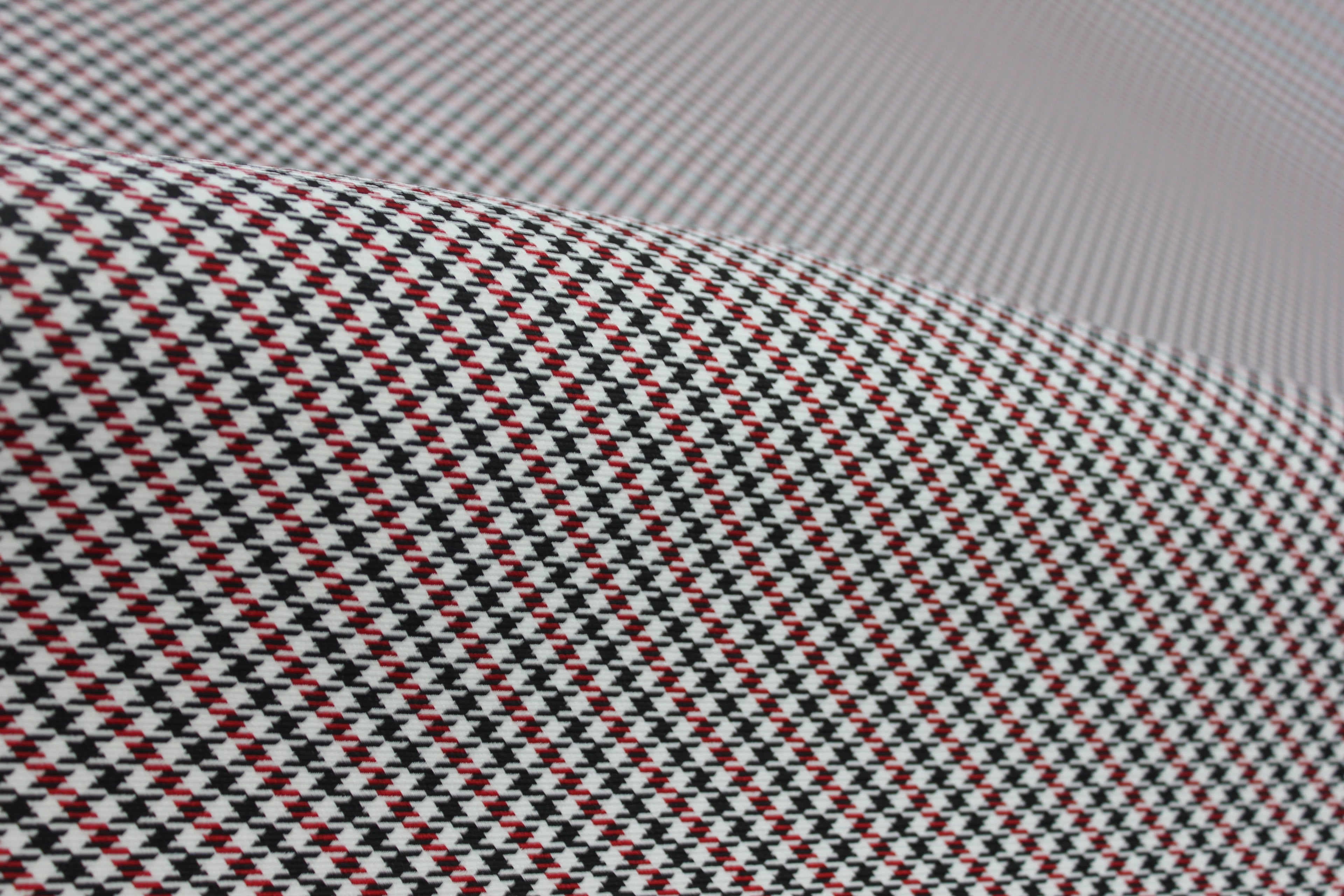 Pepita Houndstooth Car Seat Upholstery Fabric Porsche - Red Black White- BMW Seat, Interior, Automobile, Door Headliner 4mm Foam Backed Restoration 150CM 55"