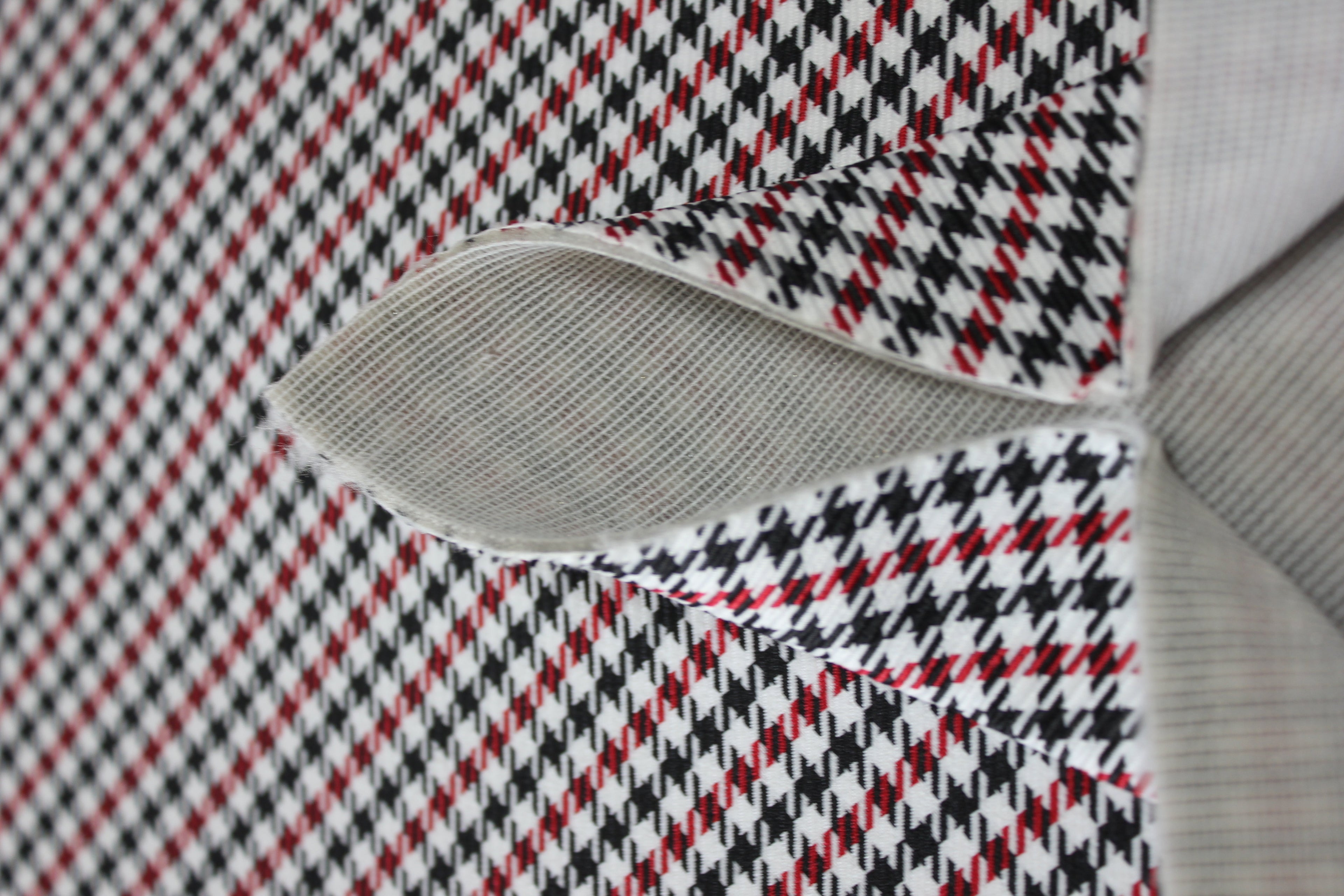 Pepita Houndstooth Car Seat Upholstery Fabric Porsche - Red Black White- BMW Seat, Interior, Automobile, Door Headliner 4mm Foam Backed Restoration 150CM 55"