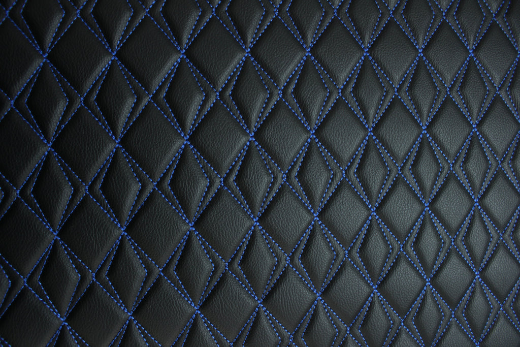 Blue Upholstery Synthetic Butterfly Stitched Leather & Foam Backing - Perfect for DIY Projects |Car Seats | Door ,Interior, Headline |140cm Width