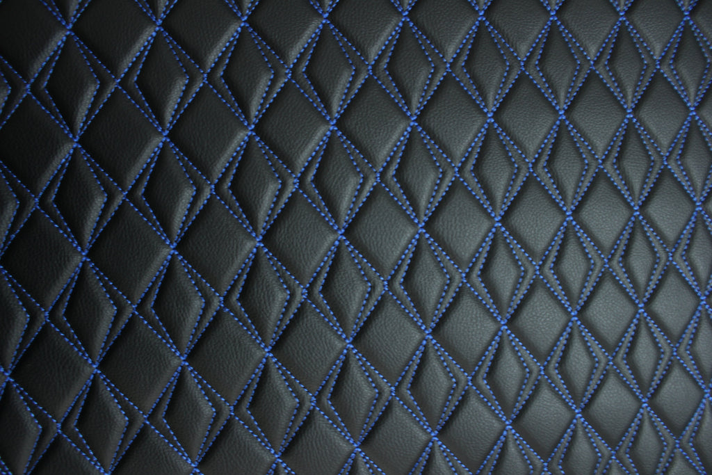 Blue Upholstery Synthetic Butterfly Stitched Leather & Foam Backing - Perfect for DIY Projects |Car Seats | Door ,Interior, Headline |140cm Width