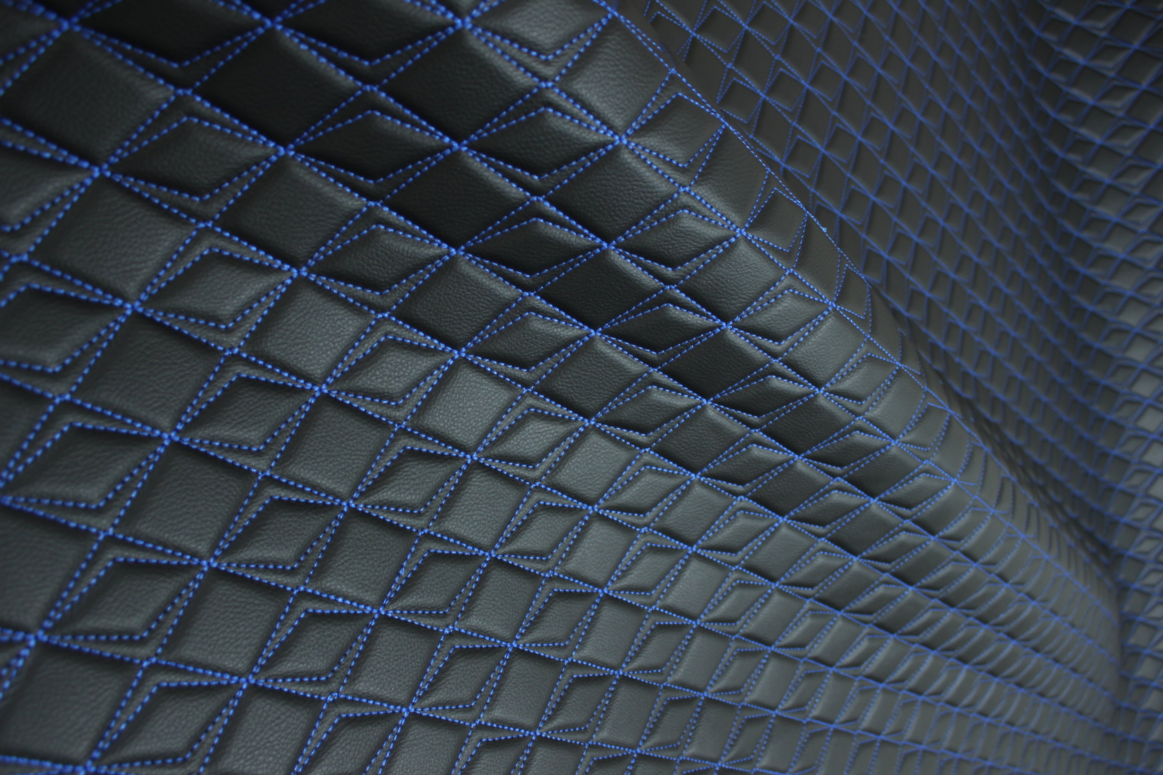 Blue Upholstery Synthetic Butterfly Stitched Leather & Foam Backing - Perfect for DIY Projects |Car Seats | Door ,Interior, Headline |140cm Width