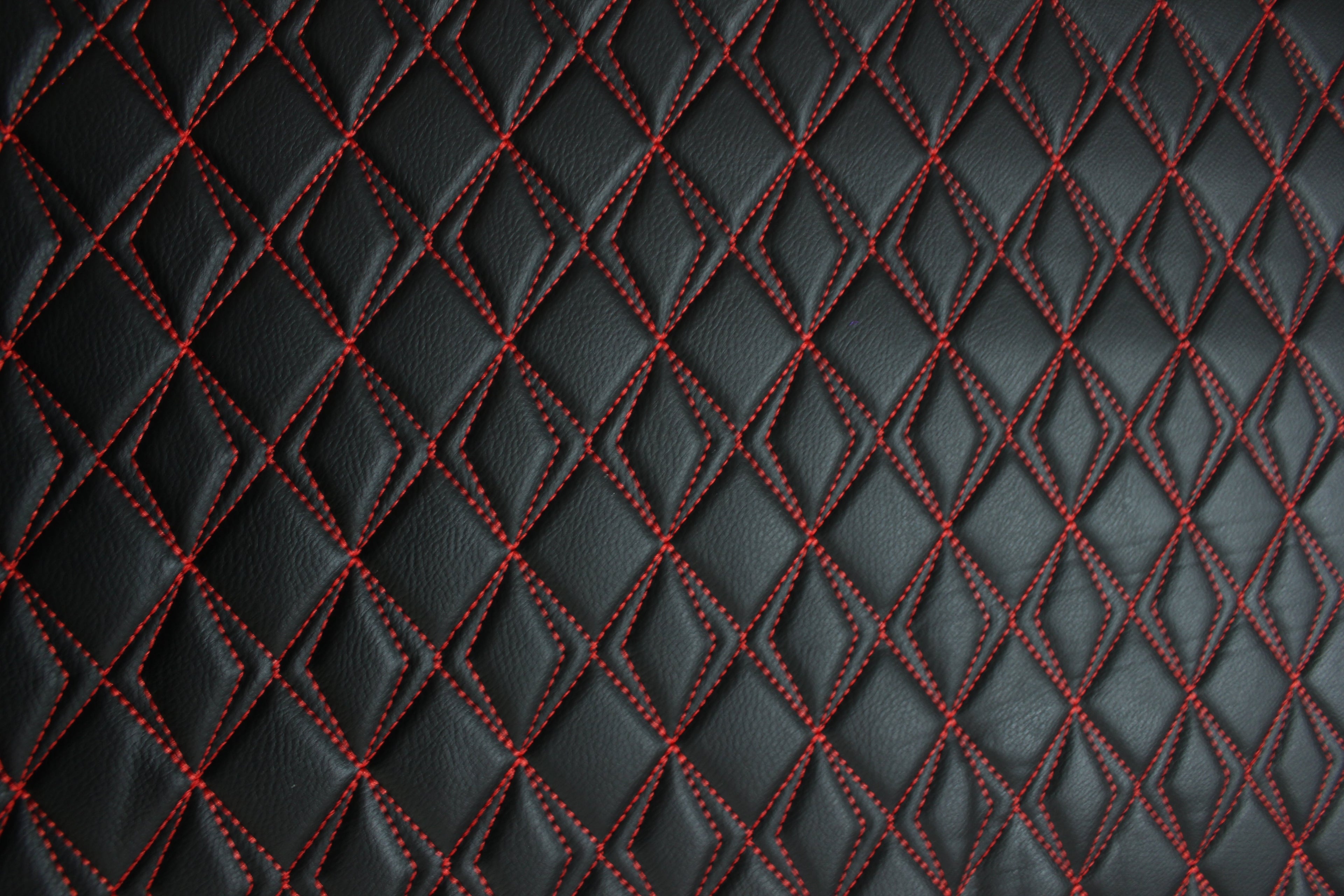 Red Upholstery Synthetic Butterfly Stitched Leather & Foam Backing - Perfect for DIY Projects |Car Seats | Door ,Interior, Headline |140cm Width