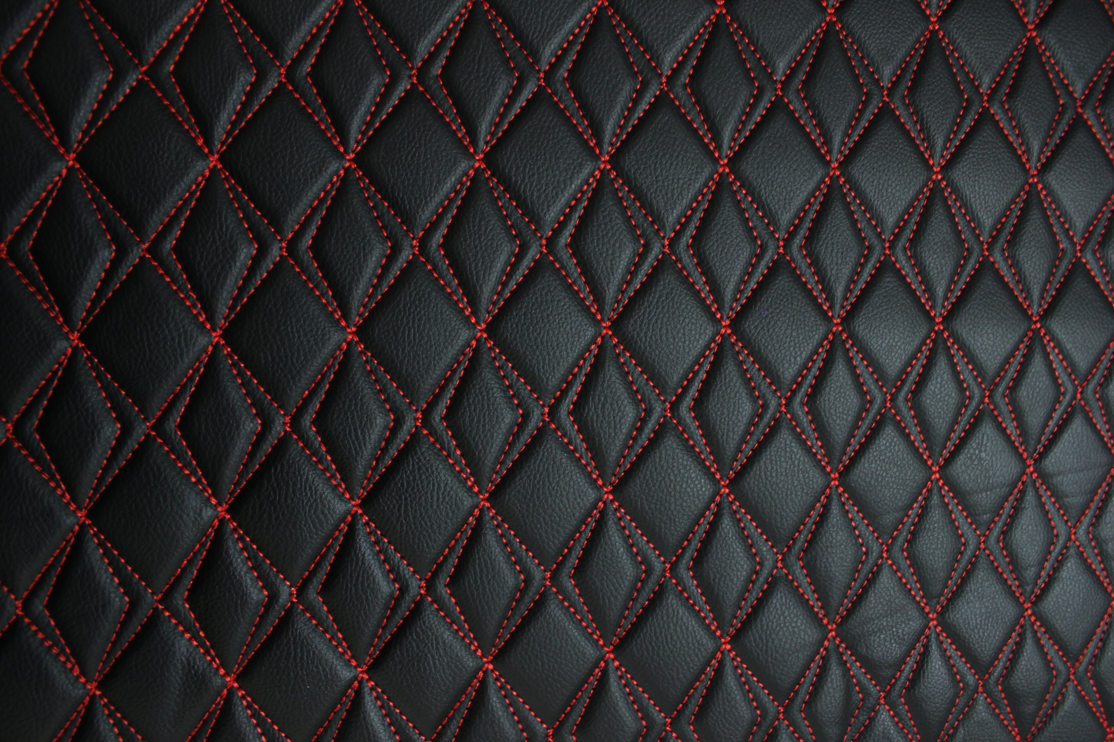 Red Upholstery Synthetic Butterfly Stitched Leather & Foam Backing - Perfect for DIY Projects |Car Seats | Door ,Interior, Headline |140cm Width