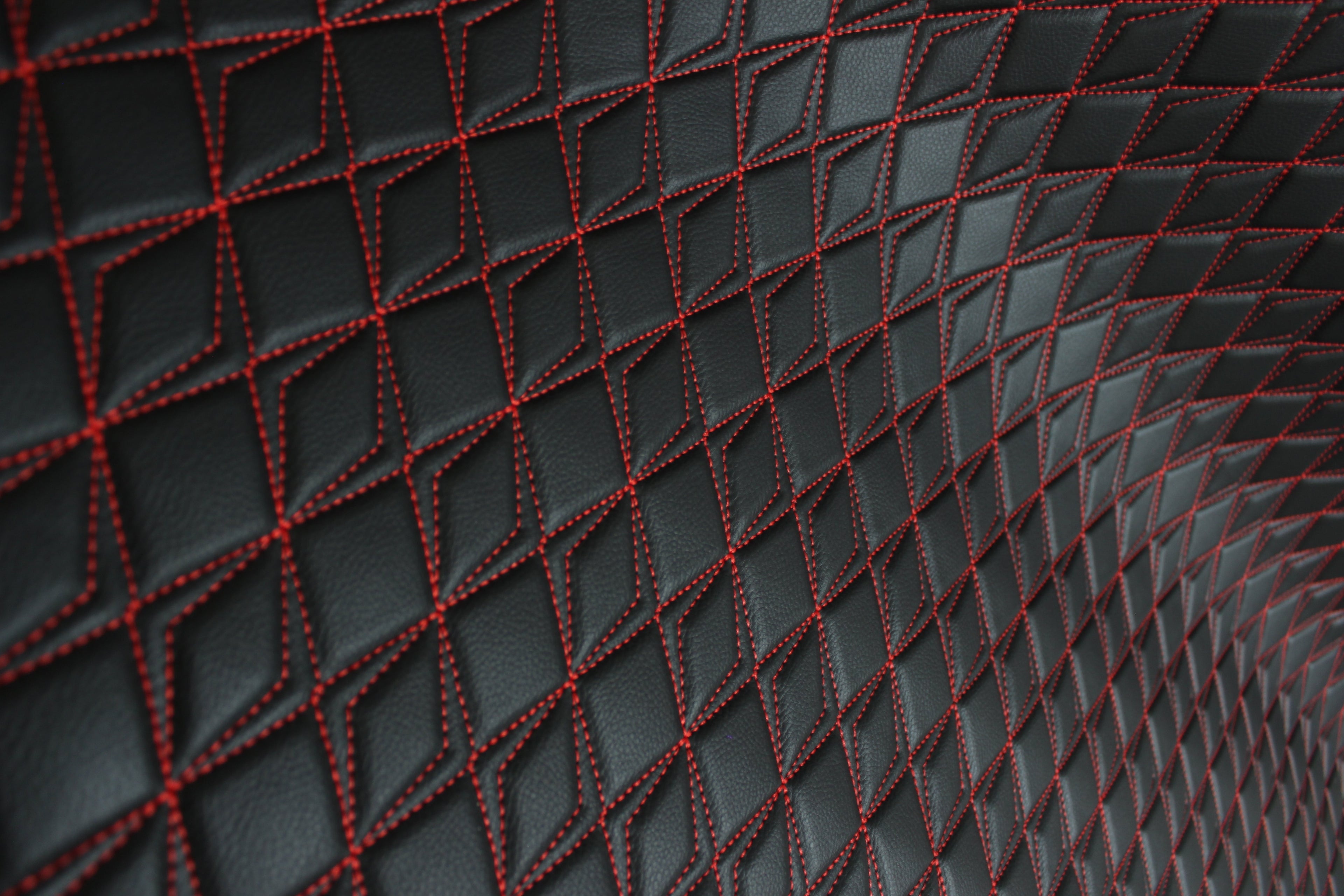 Red Upholstery Synthetic Butterfly Stitched Leather & Foam Backing - Perfect for DIY Projects |Car Seats | Door ,Interior, Headline |140cm Width